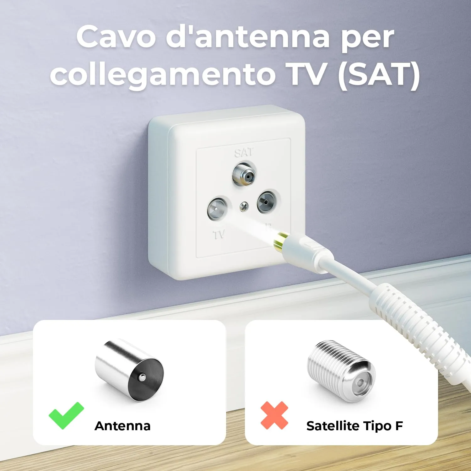 deleyCON 5m Cavo Antenna TV Coassiale HDTV con Filtro Ferrite DVB-T DVB-T2 Radio DAB - Bianco - immagine 4