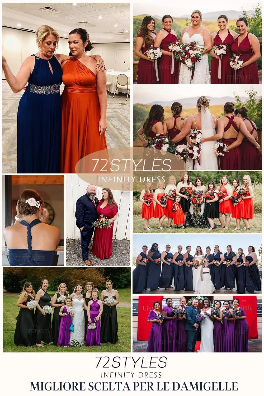 72styles Abito Cerimonia Donna Vestito Elegante Infinity Damigella d'Onore - immagine 2