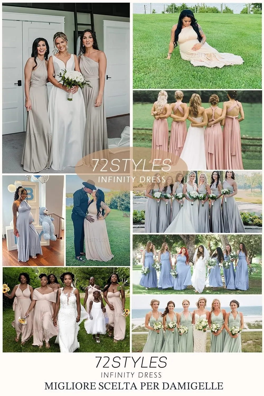 72styles Abito Cerimonia Donna Vestito Elegante Infinity Damigella d'Onore - immagine 6