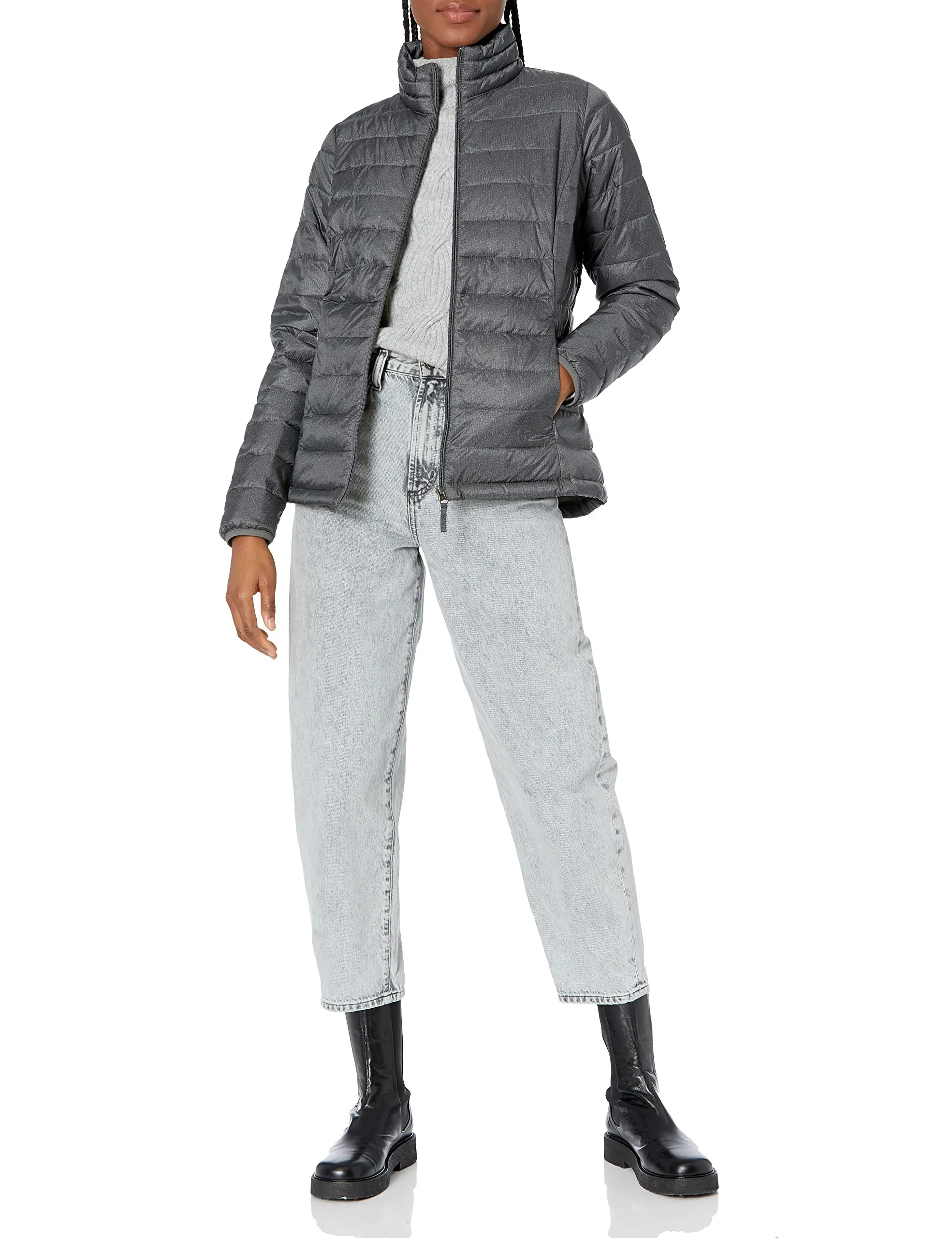 Amazon Essentials Piumino leggero resistente all'acqua ripiegabile Donna, Carbone Puntinato, XXL - immagine 5