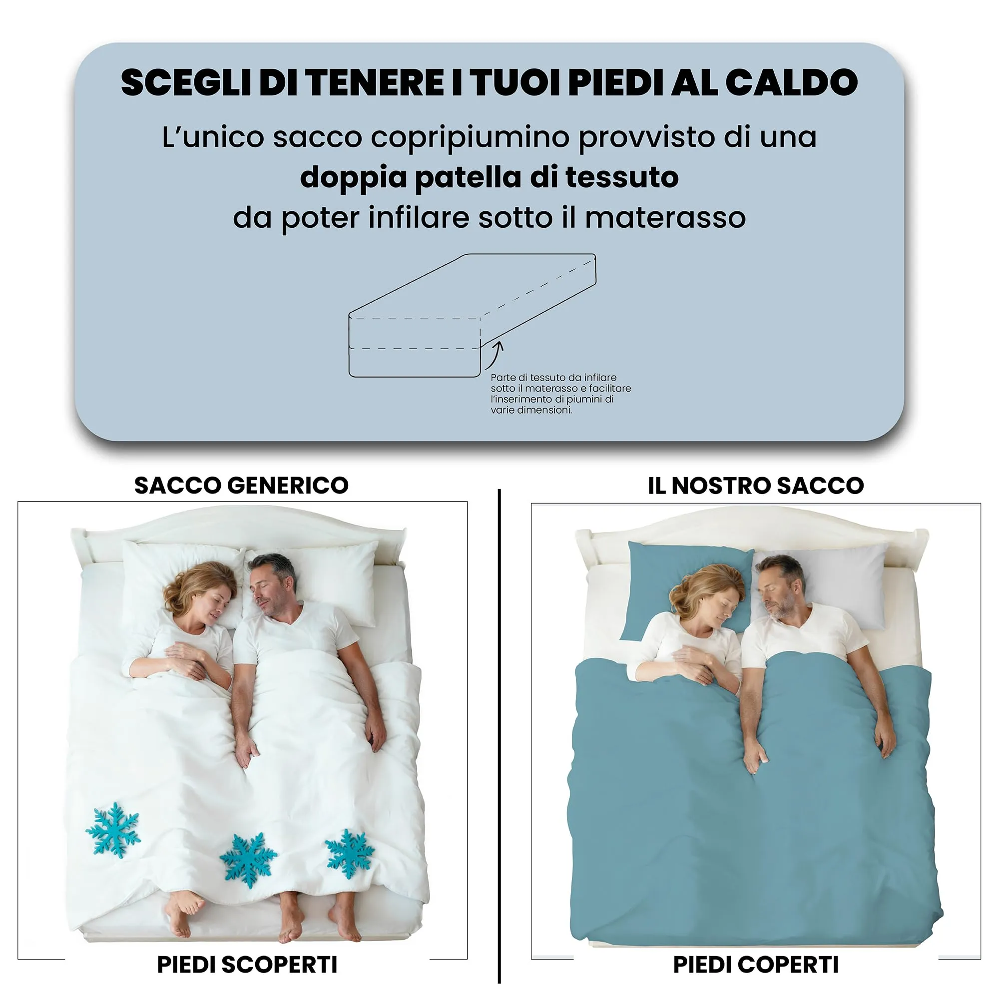 Italian Bed Linen Set Copripiumino 100% Cotone, Matrimoniale, 250x200 cm, Ottanio/Grigio Chiaro - immagine 6