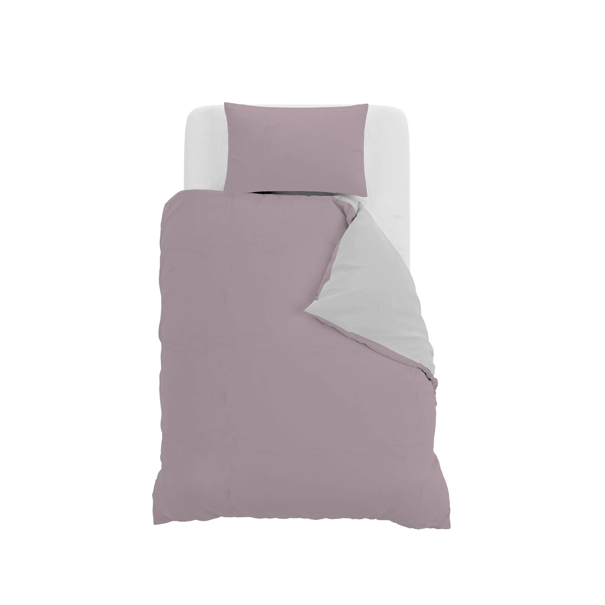 Italian Bed Linen Set Copripiumino 100% Cotone, 200x200 cm, Piazza e Mezza, Rosa Antico/Grigio Chiaro - immagine 10