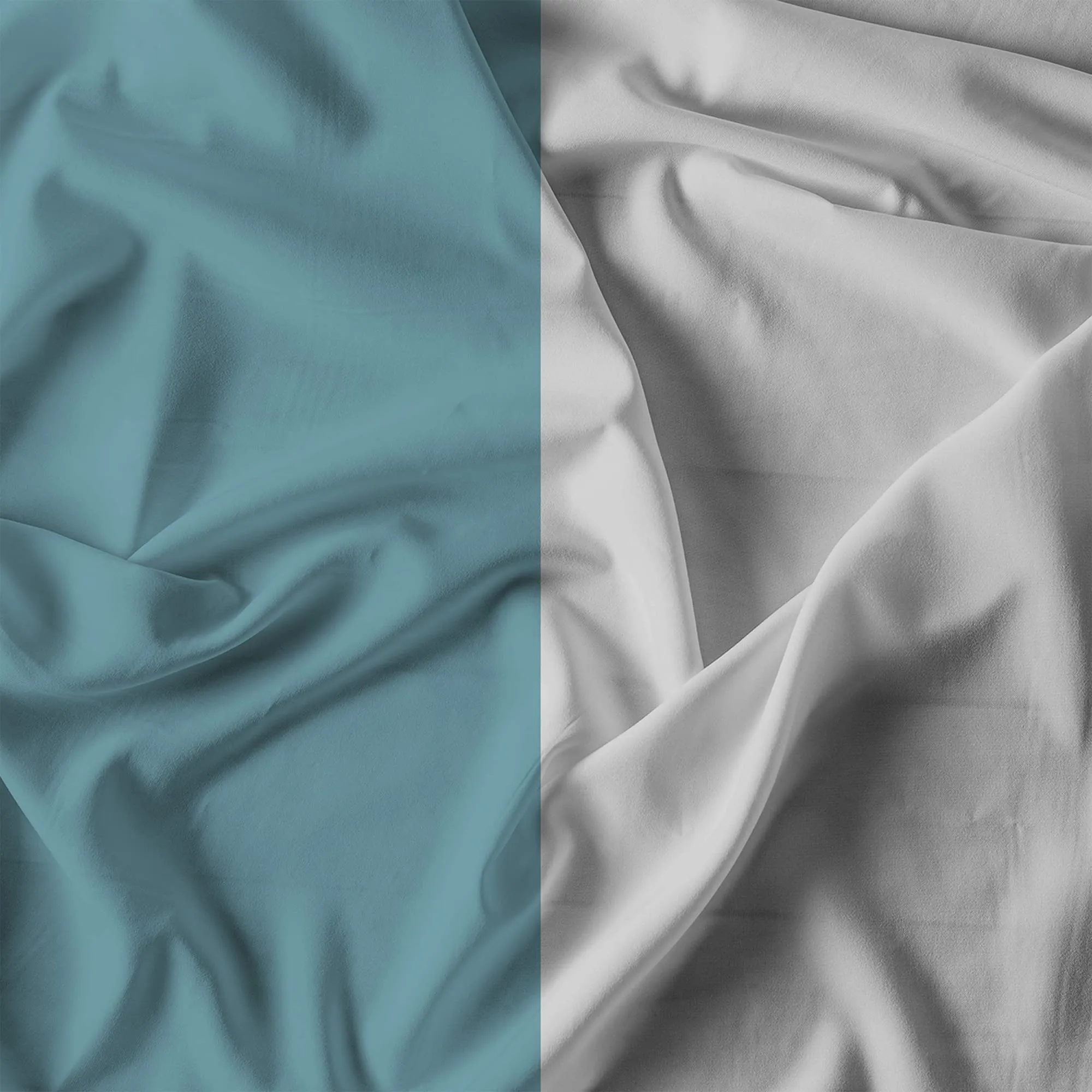 Italian Bed Linen Set Copripiumino 100% Cotone, 200x200 cm, Piazza e Mezza, Ottanio/Grigio Chiaro - immagine 12