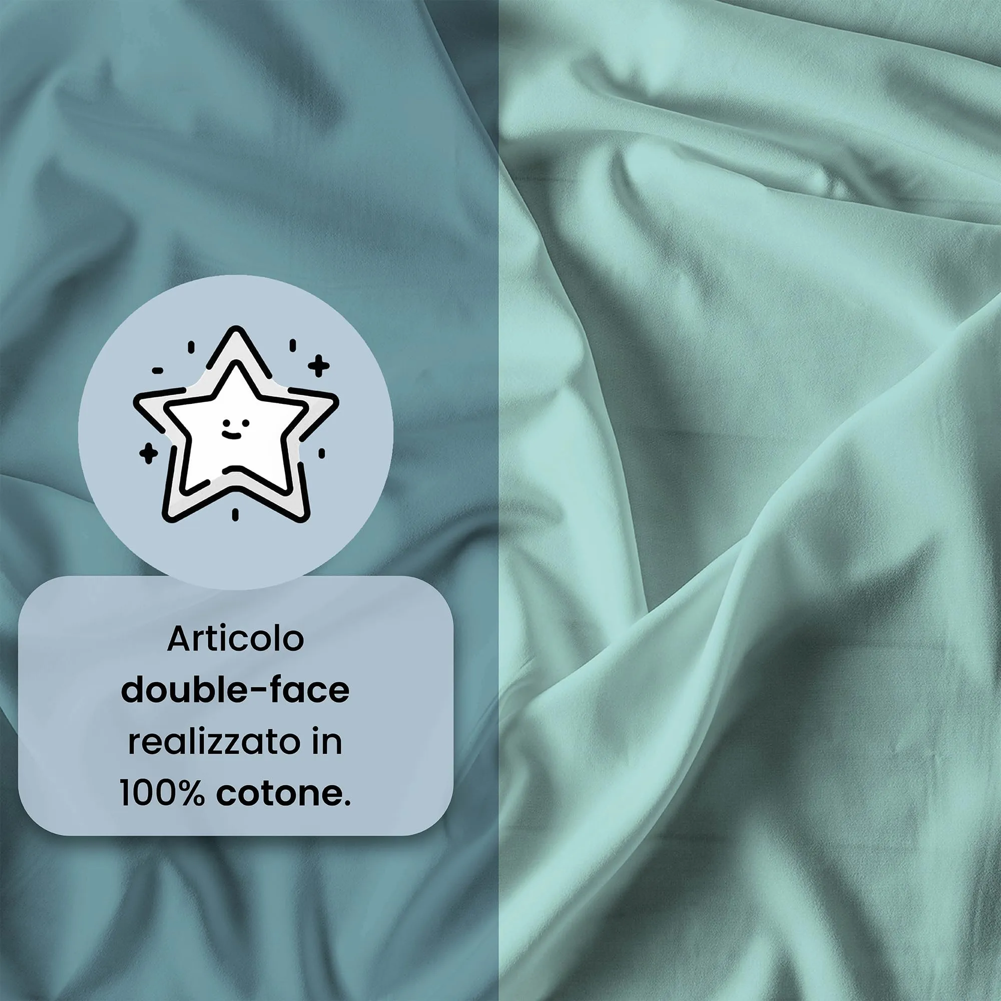 Italian Bed Linen Set Copripiumino 100% Cotone, Singolo, 150x200 cm, Ottanio/Acqua - immagine 3