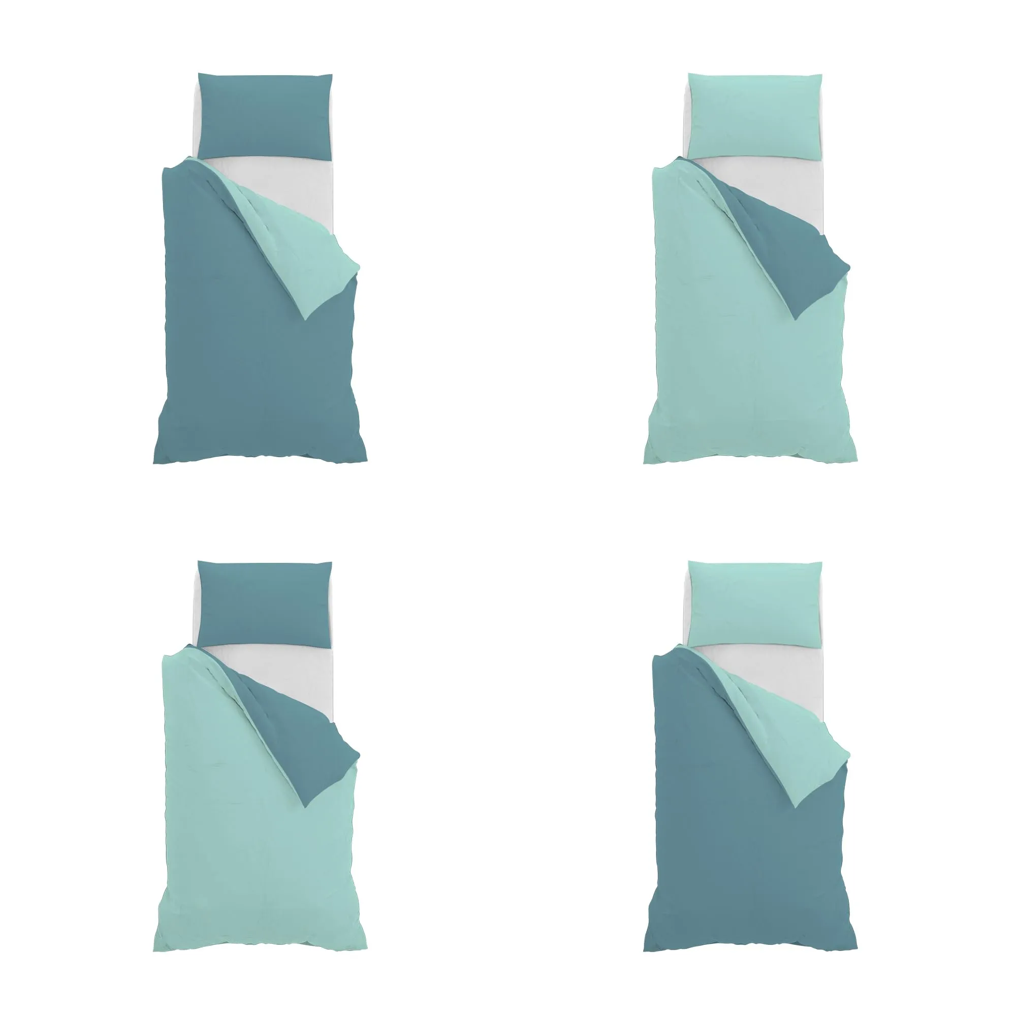 Italian Bed Linen Set Copripiumino 100% Cotone, Singolo, 150x200 cm, Ottanio/Acqua - immagine 11