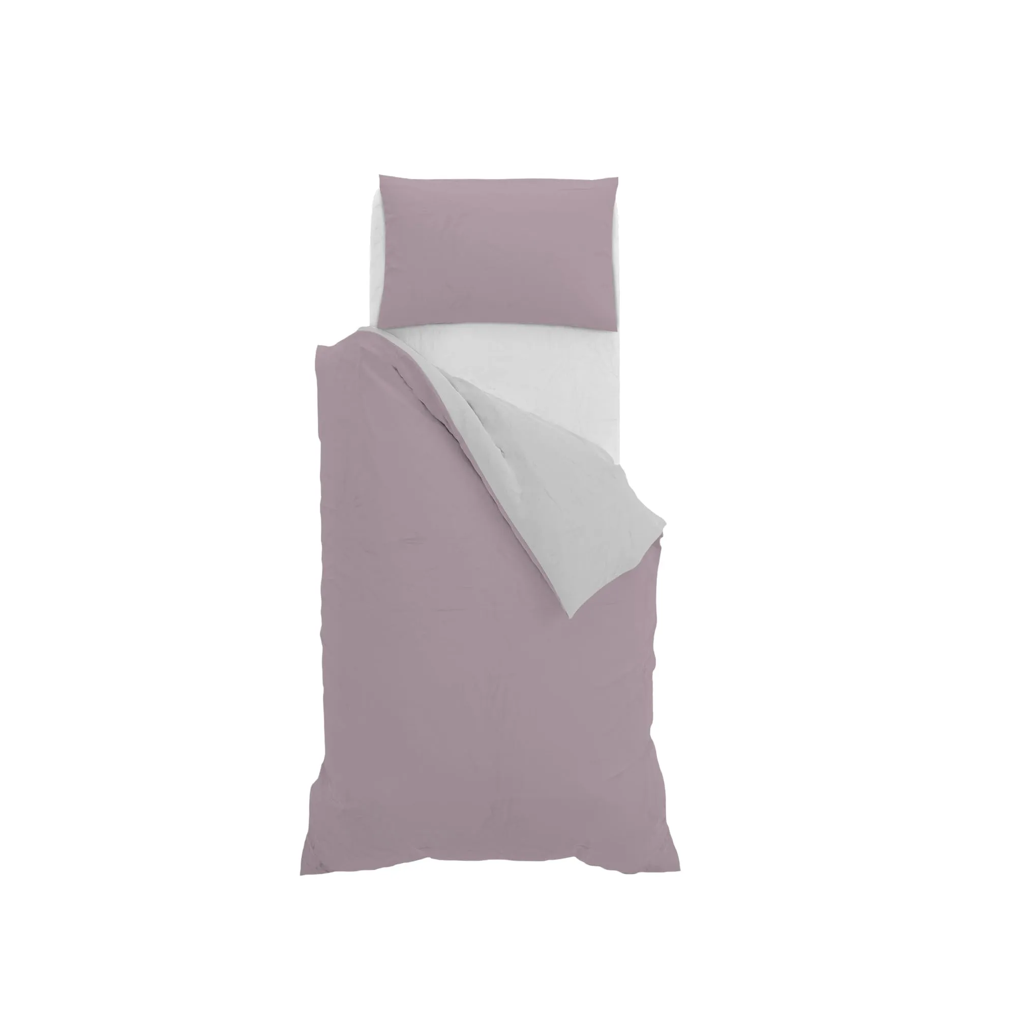 Italian Bed Linen Set Copripiumino 100% Cotone, Singolo, 150x200 cm, Rosa Antico/Grigio Chiaro - immagine 10