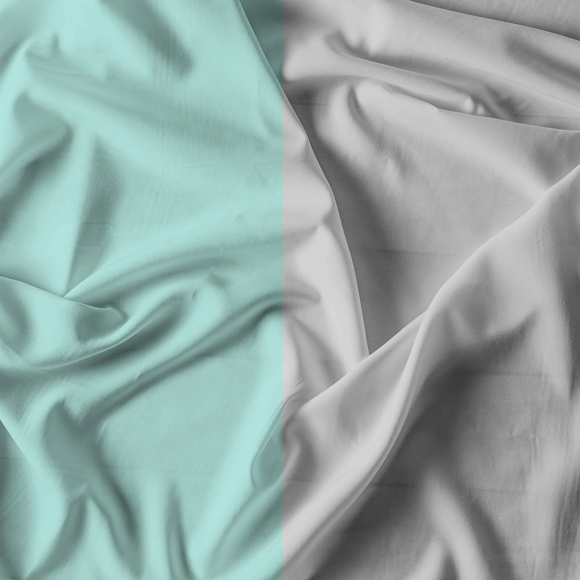 Italian Bed Linen Set Copripiumino 100% Cotone, 200x200 cm, Piazza e Mezza, Acqua/Grigio Chiaro - immagine 12