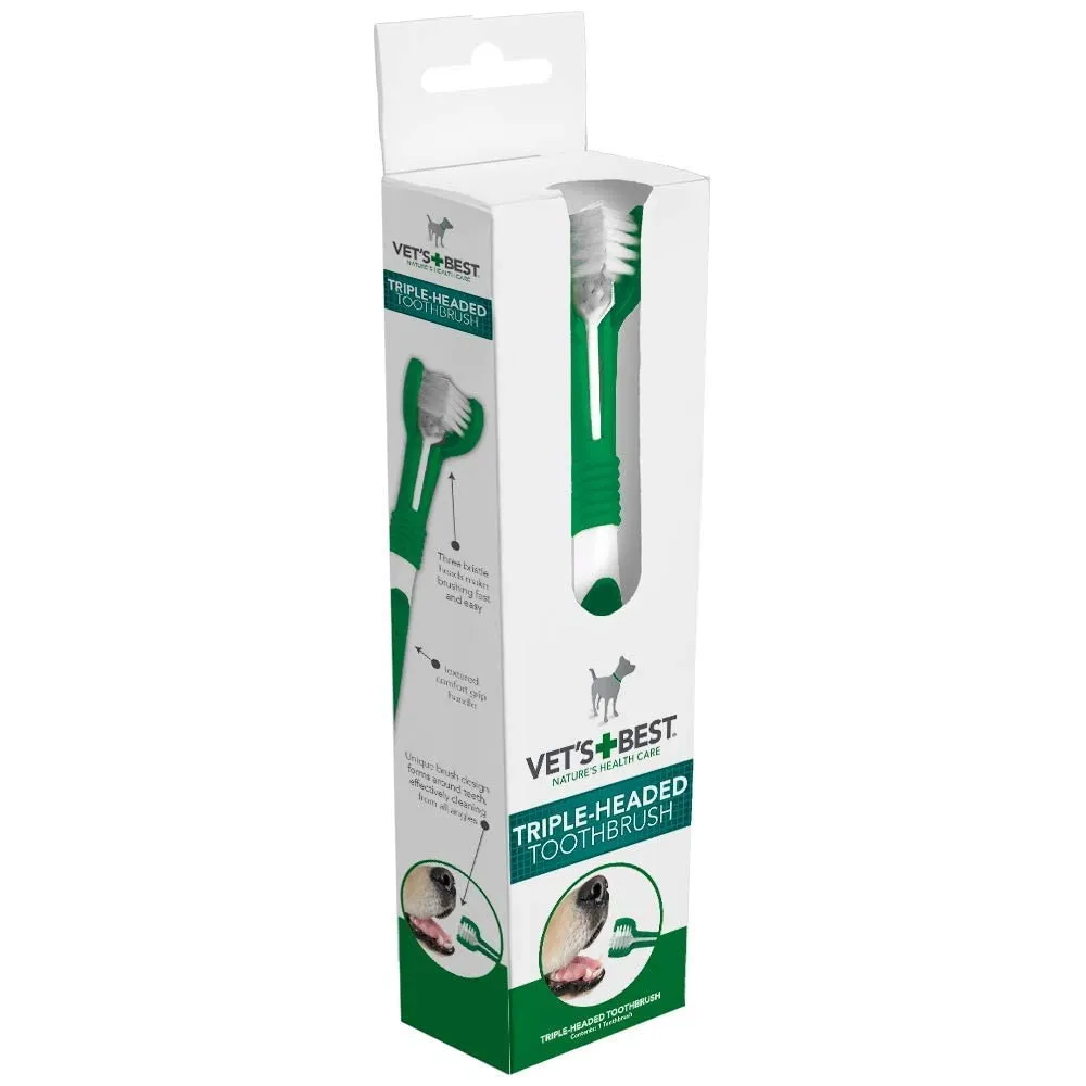 Vet's Best Spazzolino a tre teste per cani - immagine 1