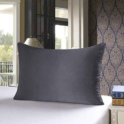townssilk Federa in Seta di Gelso 100% Naturale 19 Momme, Doppia Faccia, 40x60cm, Darkgrey - immagine 1