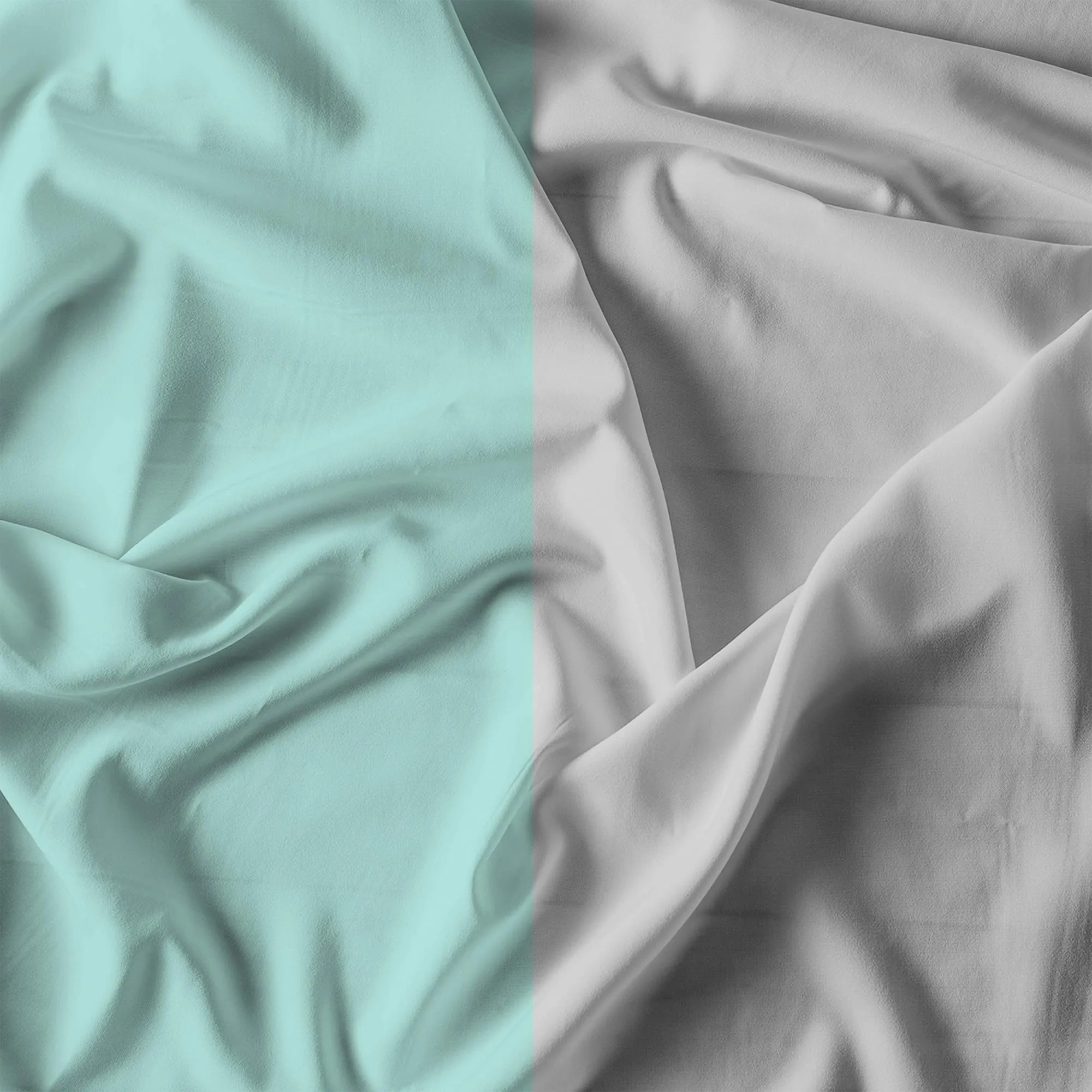 Italian Bed Linen Set Copripiumino 100% Cotone, Matrimoniale, 250x200 cm, Acqua/Grigio Chiaro - immagine 12