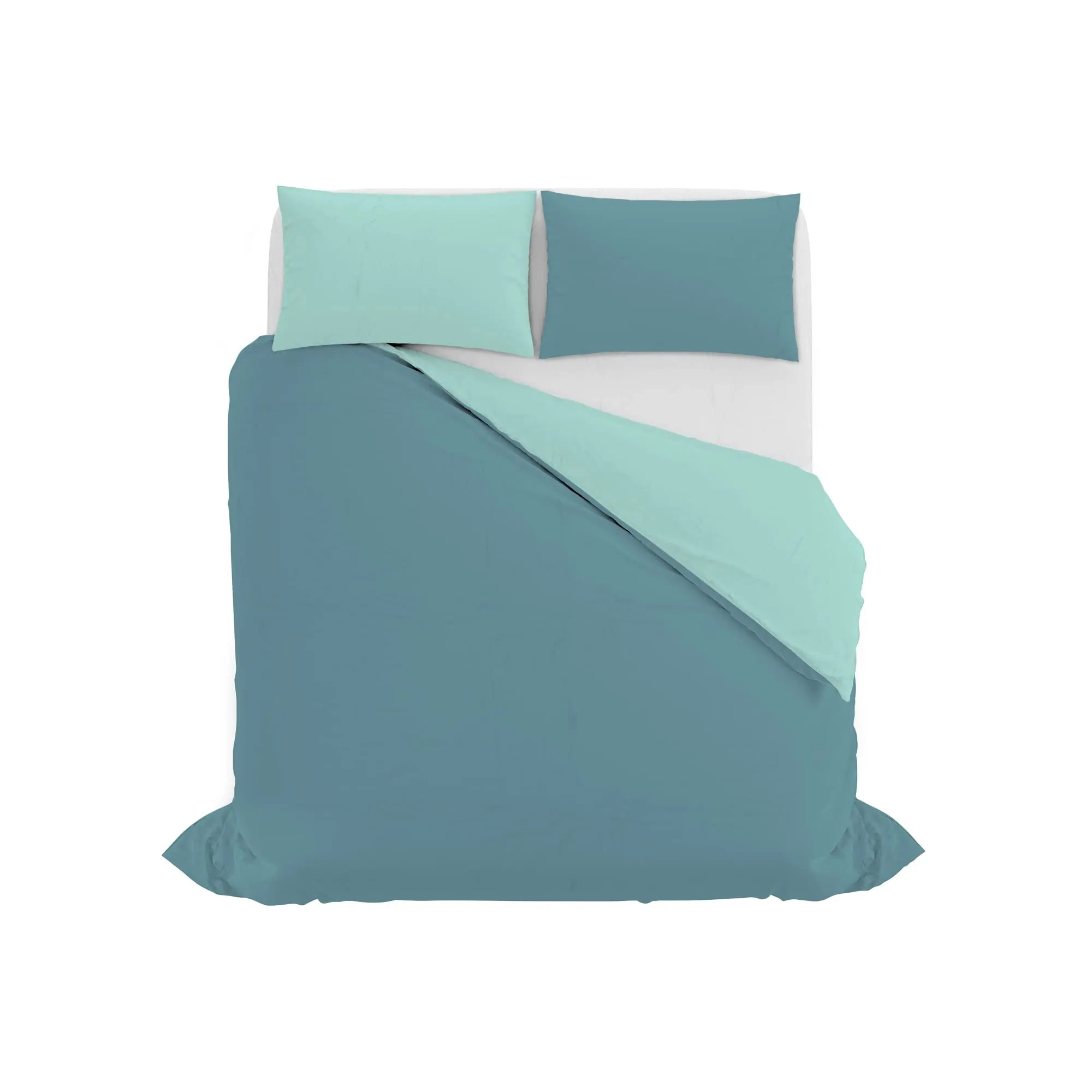 Italian Bed Linen Set Copripiumino 100% Cotone, Matrimoniale, 250x200 cm, Ottanio/Acqua - immagine 10