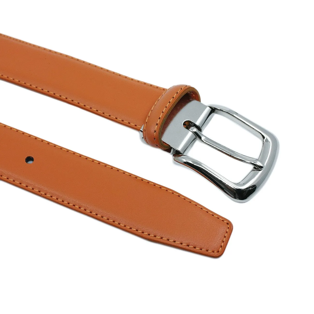 YEHMAN Cintura Classica in Pelle Bovina 3 cm, Fibbia Argento, Arancione, 120 cm - immagine 3