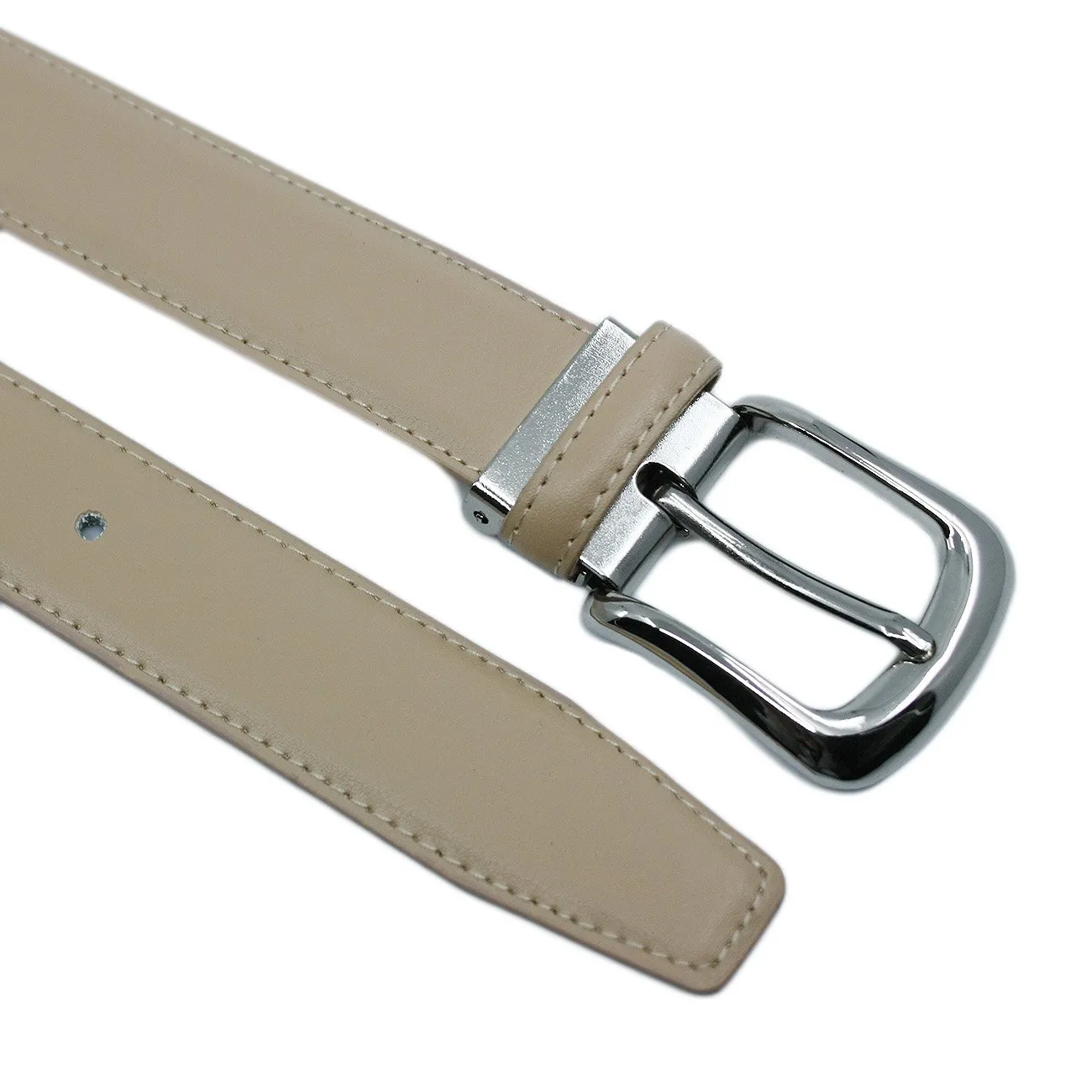YEHMAN Cintura da donna in pelle con fibbia a perno, Beige, 120 cm x 3 cm - immagine 3