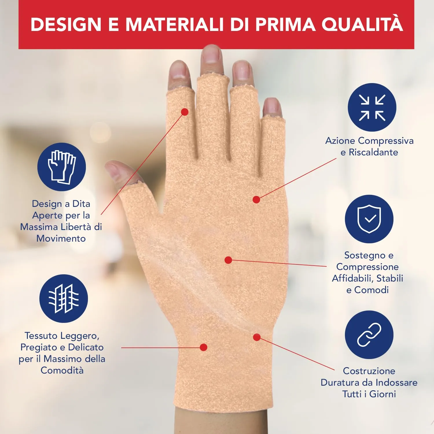 Dr. Arthritis Tutore Polso a Compressione Guanti Senza Dita per Artrosi e Tunnel Carpale (Beige, Taglia S, 1 Paio) - immagine 4