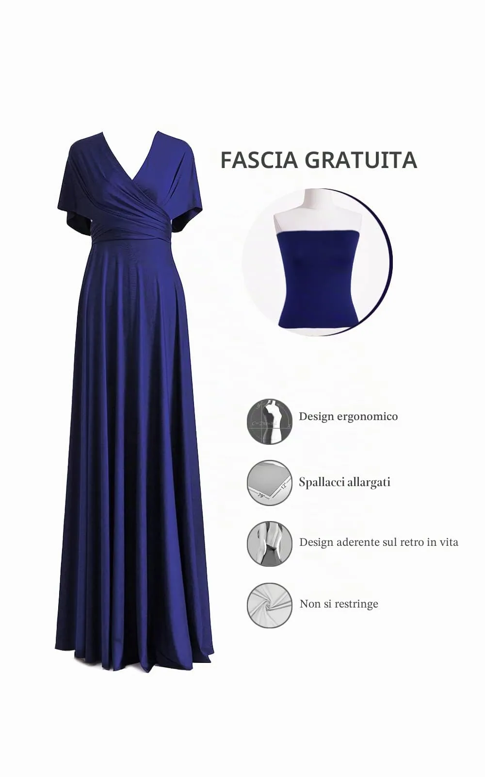 72styles Abito Cerimonia Donna Elegante Infinity Damigella d'Onore - immagine 2