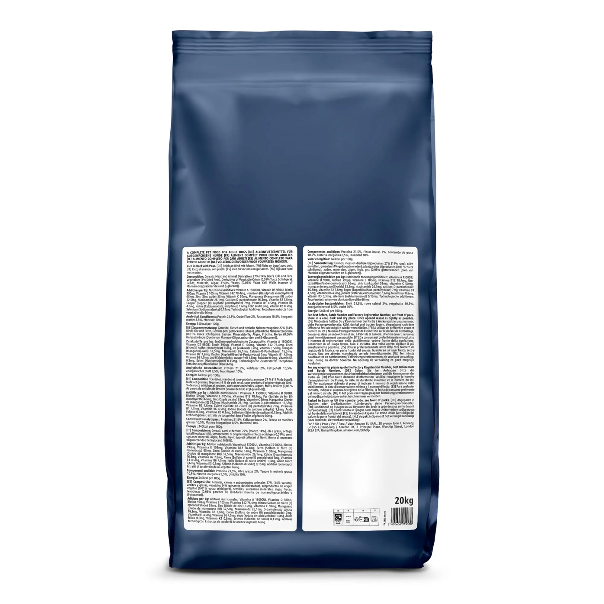 by Amazon Alimento secco completo per cani adulti al manzo con piselli, 20 kg - immagine 7