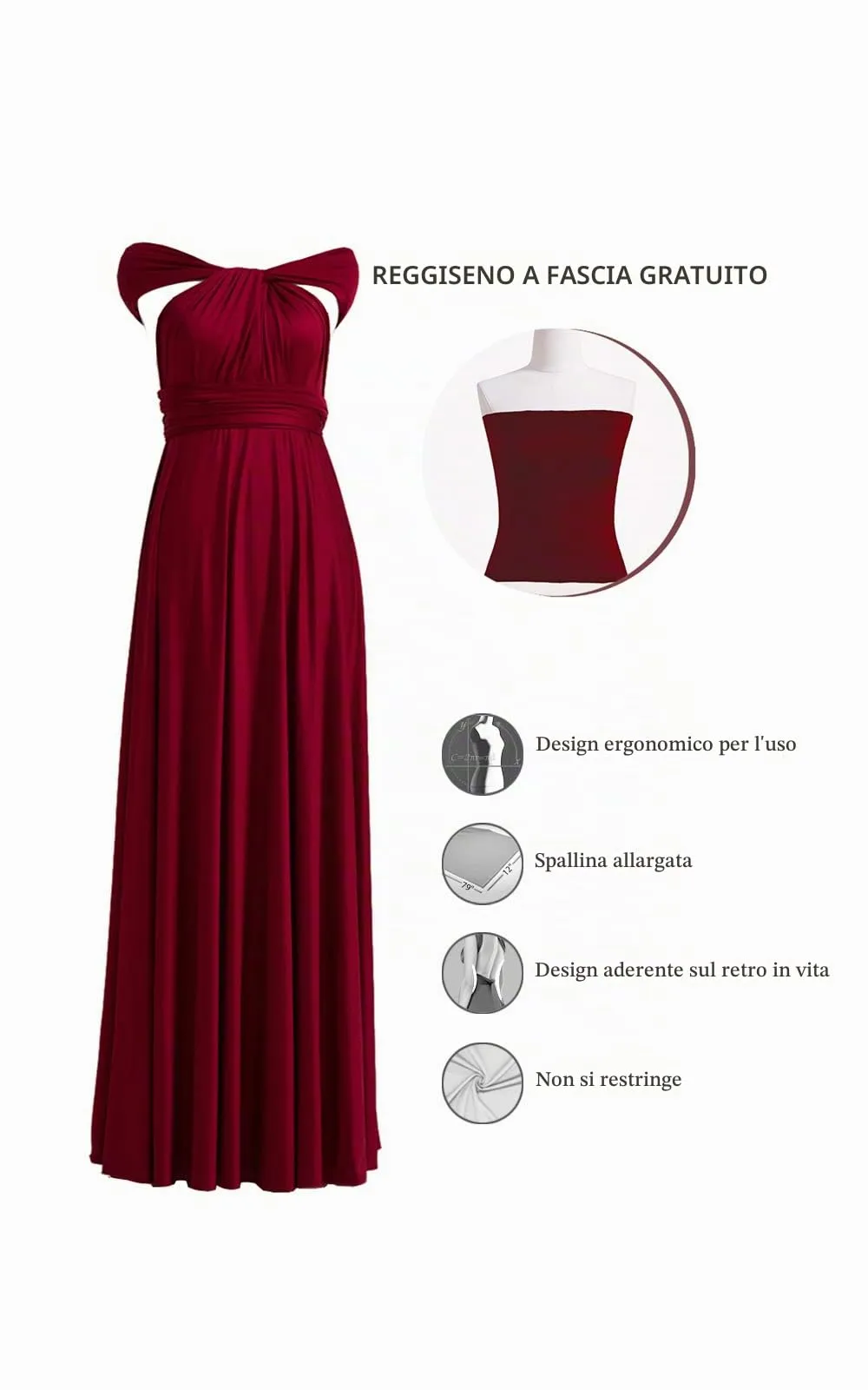72styles Abito Cerimonia Donna Vestito Elegante Infinity Damigella d'Onore - immagine 3