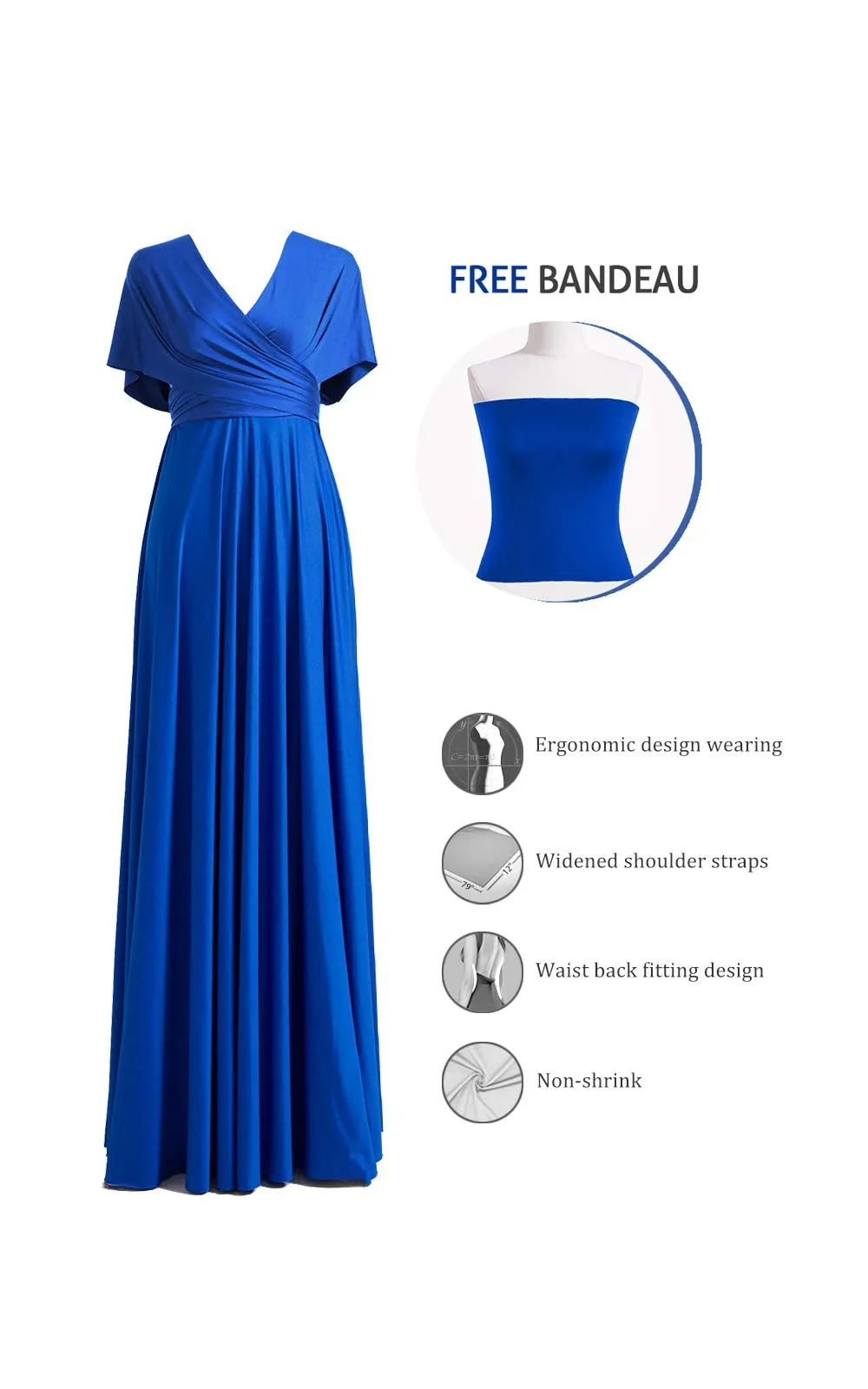72styles Abito Cerimonia Donna Vestito Elegante Infinity Damigella d'Onore - immagine 2