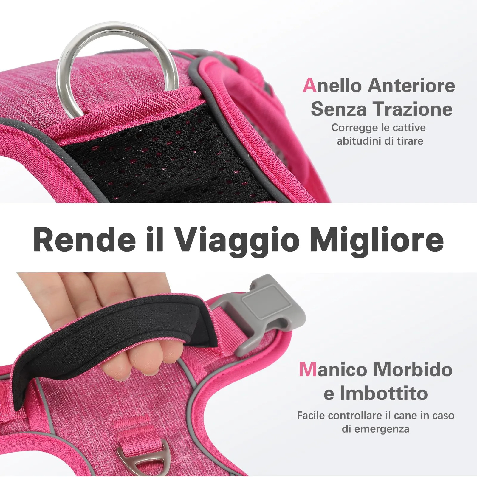 COMSLE Pettorina Anti Tiro per Cani, Riflettente e Traspirante, Rosa, Taglia L - immagine 4