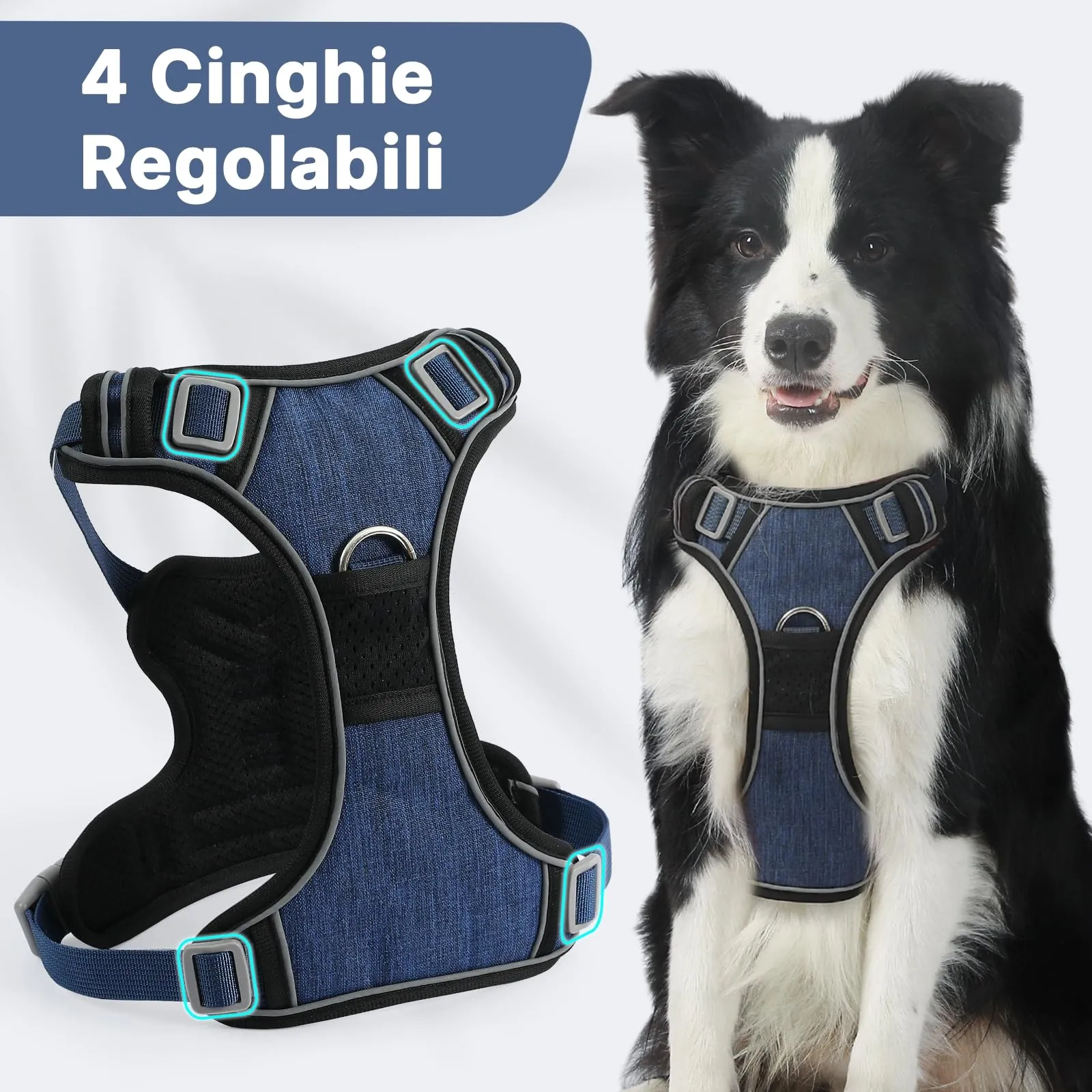 COMSLE Pettorina Anti Tiro per Cani, Riflettente e Traspirante, Blu Scuro, L - immagine 5