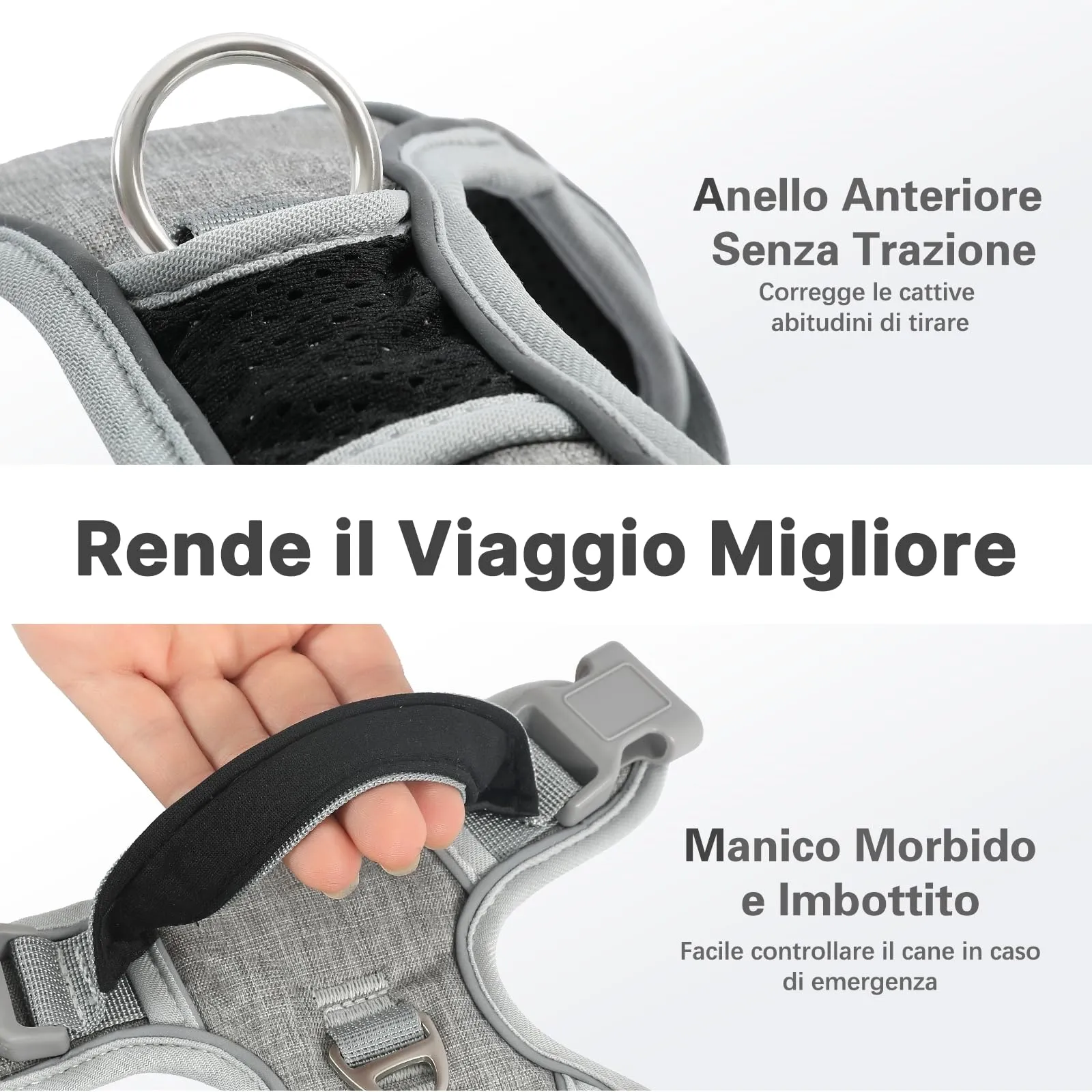 COMSLE Pettorina Anti Tiro per Cani Riflettente e Traspirante, Grigio, L - immagine 4