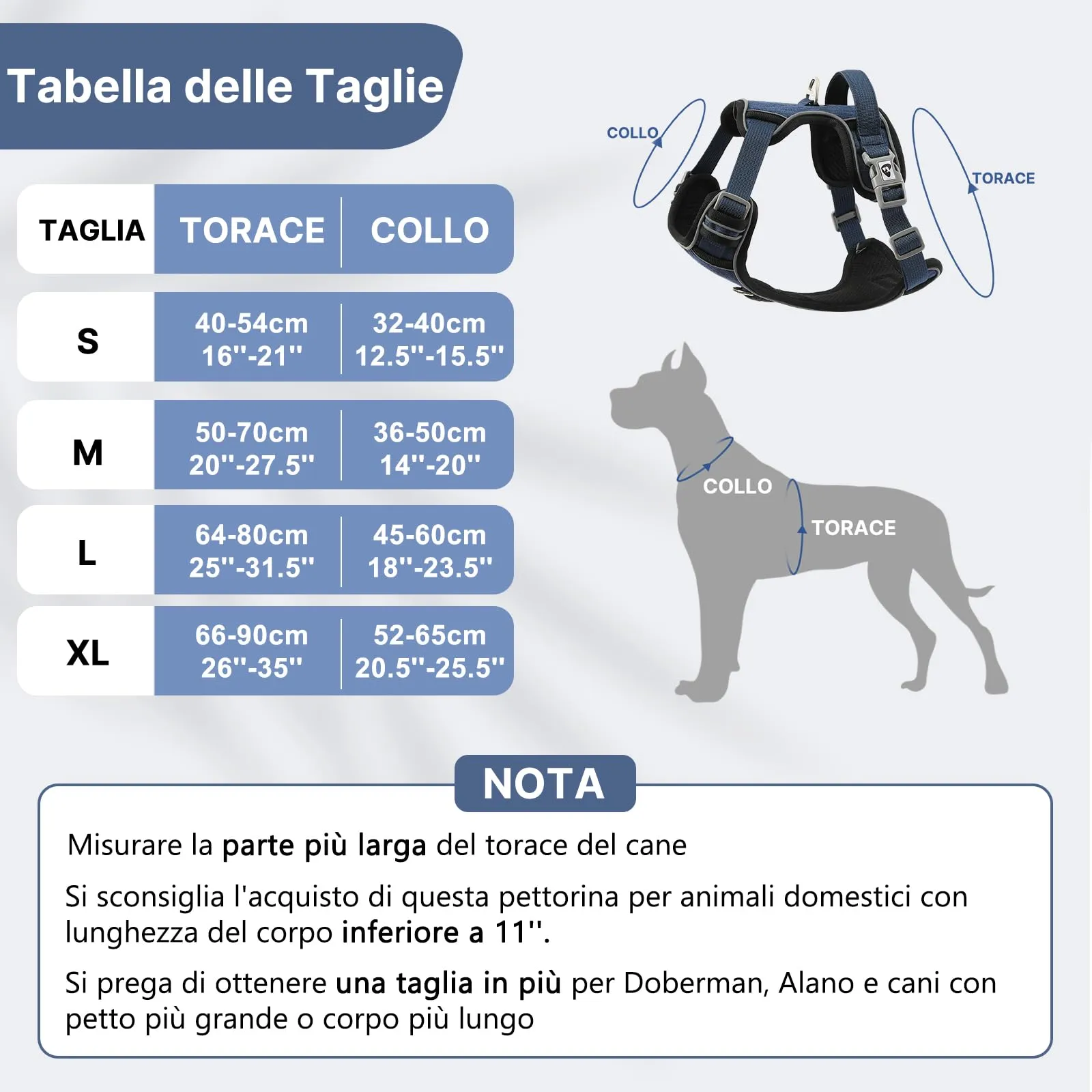 COMSLE Pettorina Anti Tiro per Cani Riflettente e Traspirante, Blu Scuro, M - immagine 2