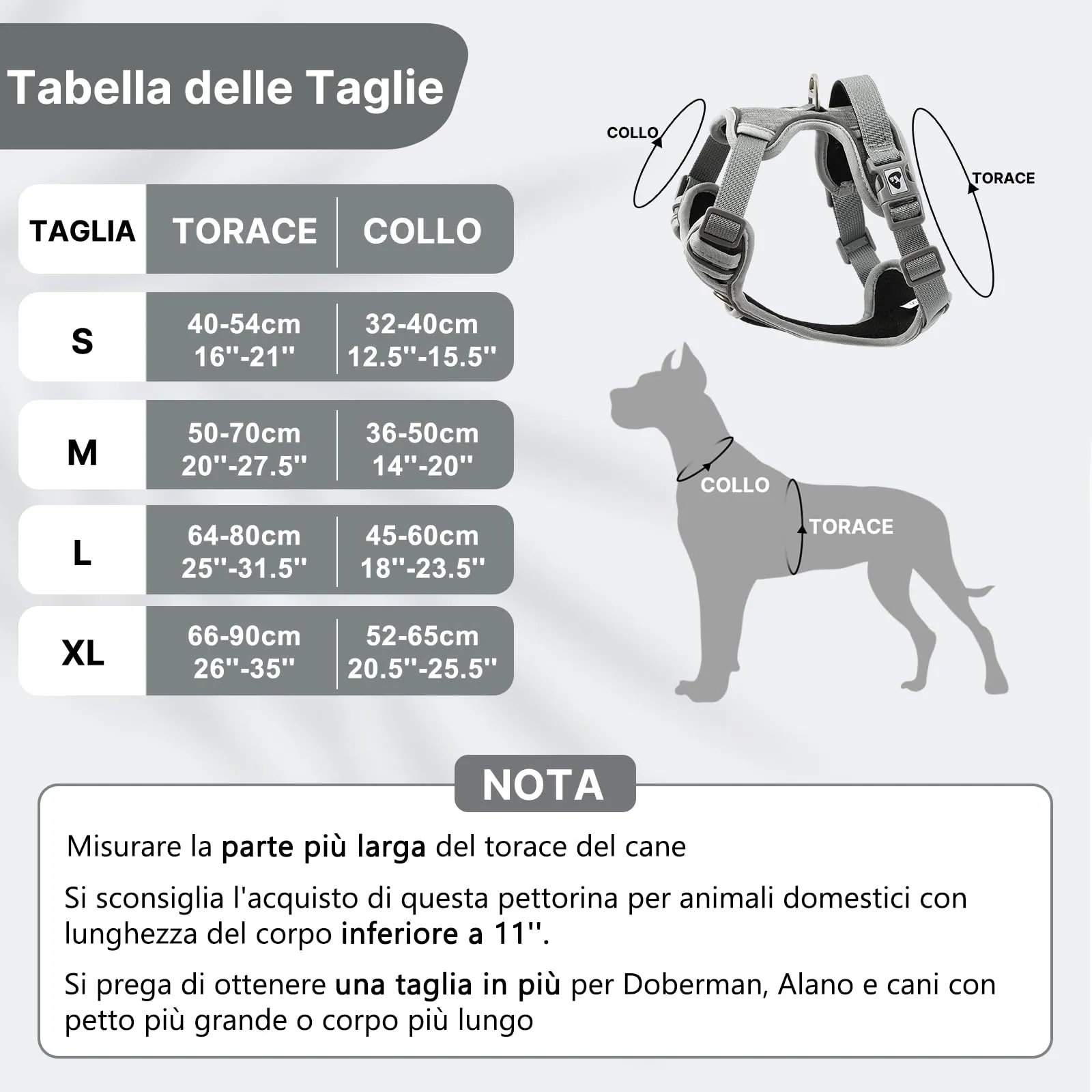 COMSLE Pettorina Anti Tiro per Cani Riflettente e Traspirante, Grigio, M - immagine 2