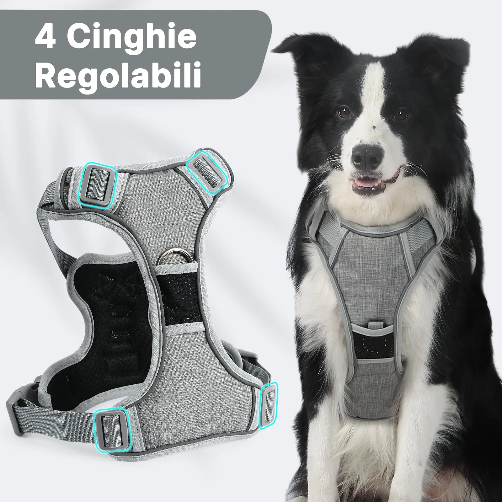 COMSLE Pettorina Anti Tiro per Cani Riflettente e Traspirante, Grigio, M - immagine 5