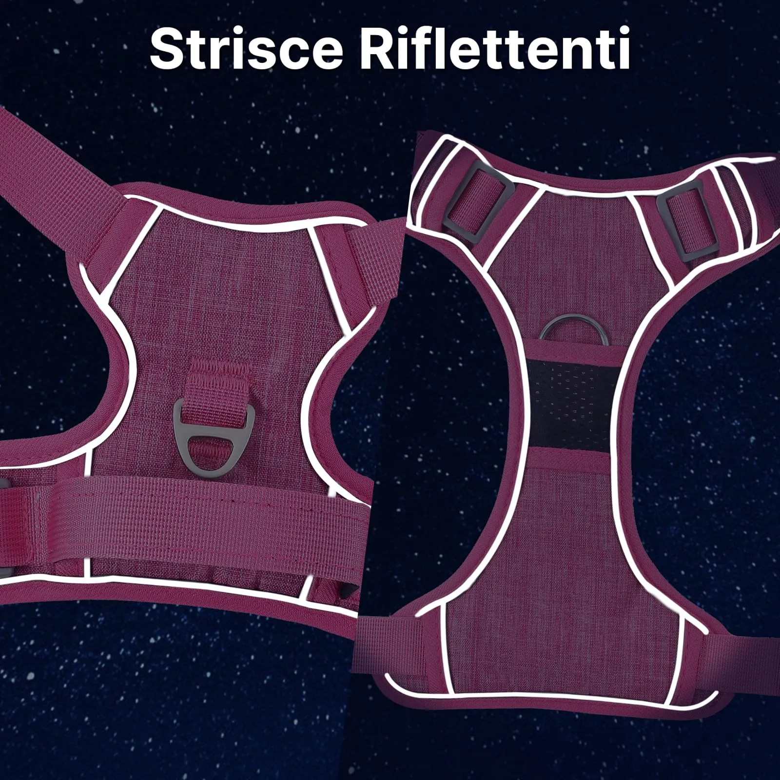 COMSLE Pettorina per Cani Riflettente Anti Tiro Regolabile e Traspirante, Rosa, S - immagine 6