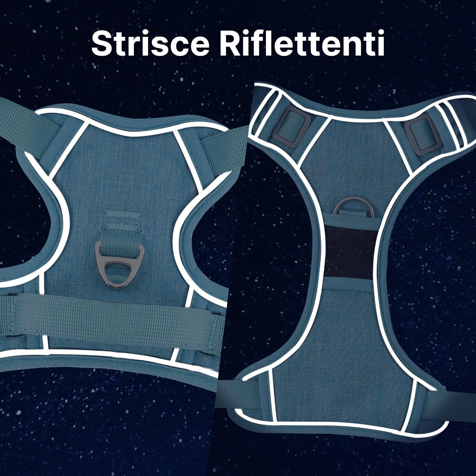 COMSLE Pettorina Anti Tiro per Cani, Riflettente e Traspirante, Regolabile con Doppio Anello, Blu Chiaro, M - immagine 6