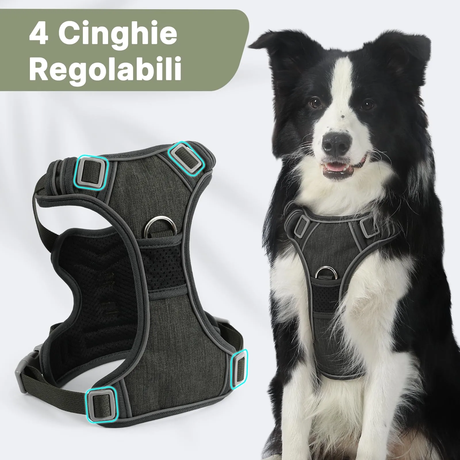 COMSLE Pettorina Anti Tiro per Cani, Riflettente e Traspirante, Verde Scuro, M - immagine 5