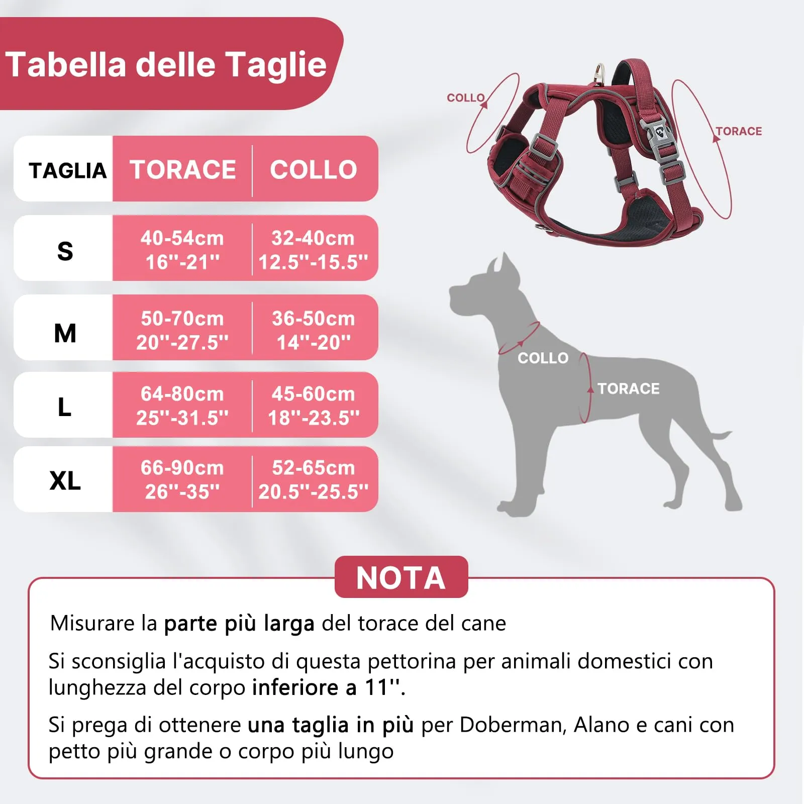 COMSLE Pettorina Anti Tiro per Cani, Riflettente, Traspirante e Regolabile, Rosso, L - immagine 2