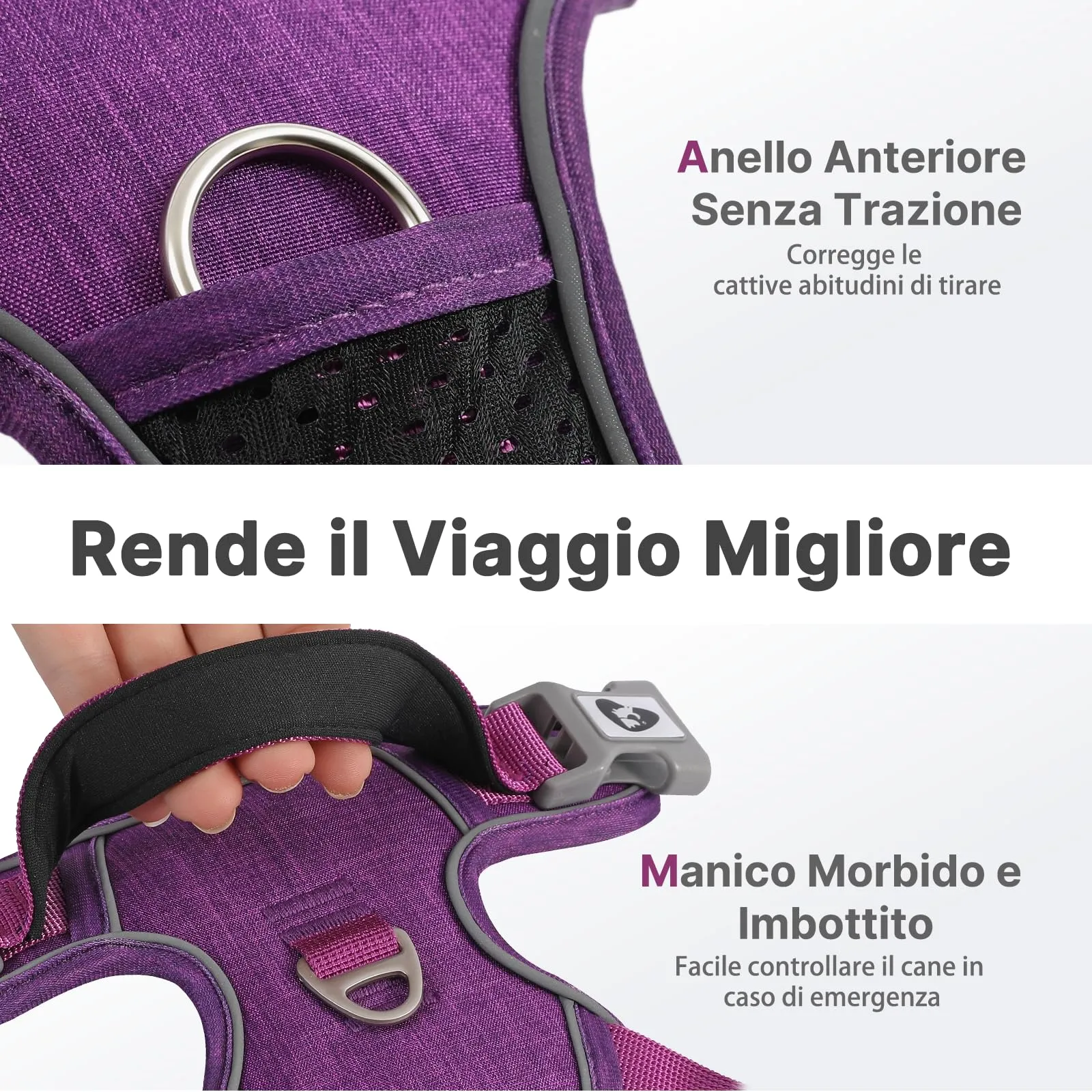 COMSLE Pettorina Anti Tiro per Cani Riflettente e Traspirante, Viola, S - immagine 4