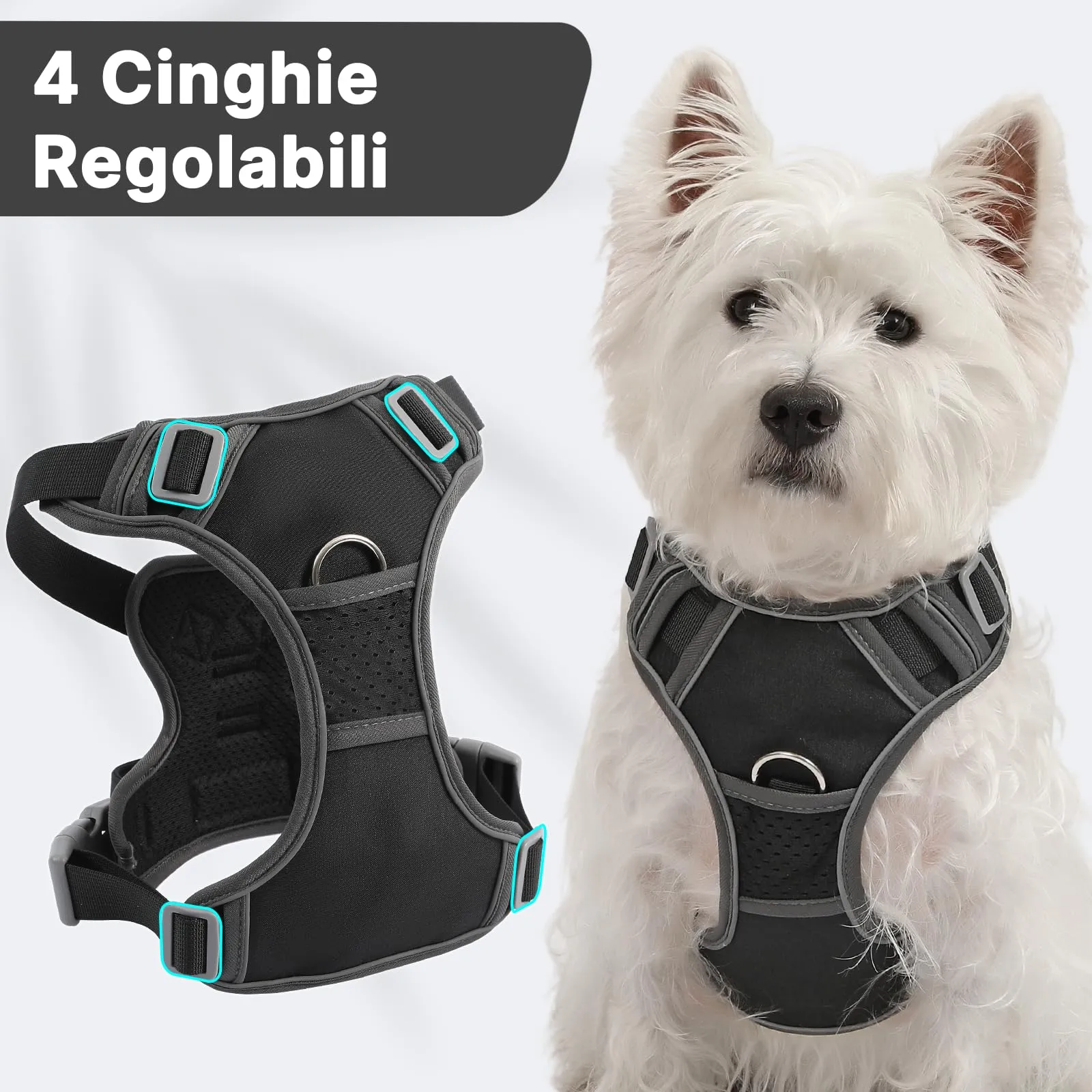 COMSLE Pettorina Anti Tiro per Cani, Riflettente e Traspirante, Nero, S - immagine 5