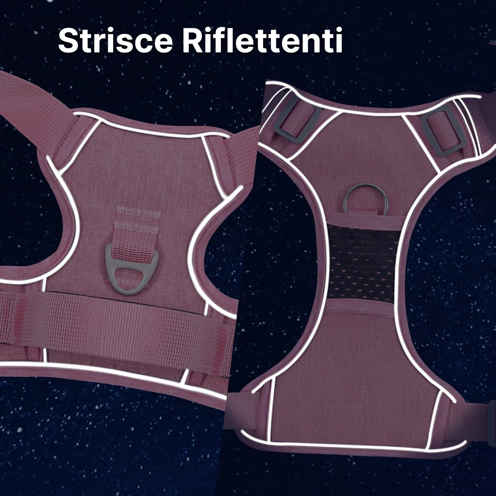 COMSLE Pettorina Anti Tiro per Cani, Riflettente e Traspirante, Regolabile con Doppio Anello, Rosso Chiaro, M - immagine 6