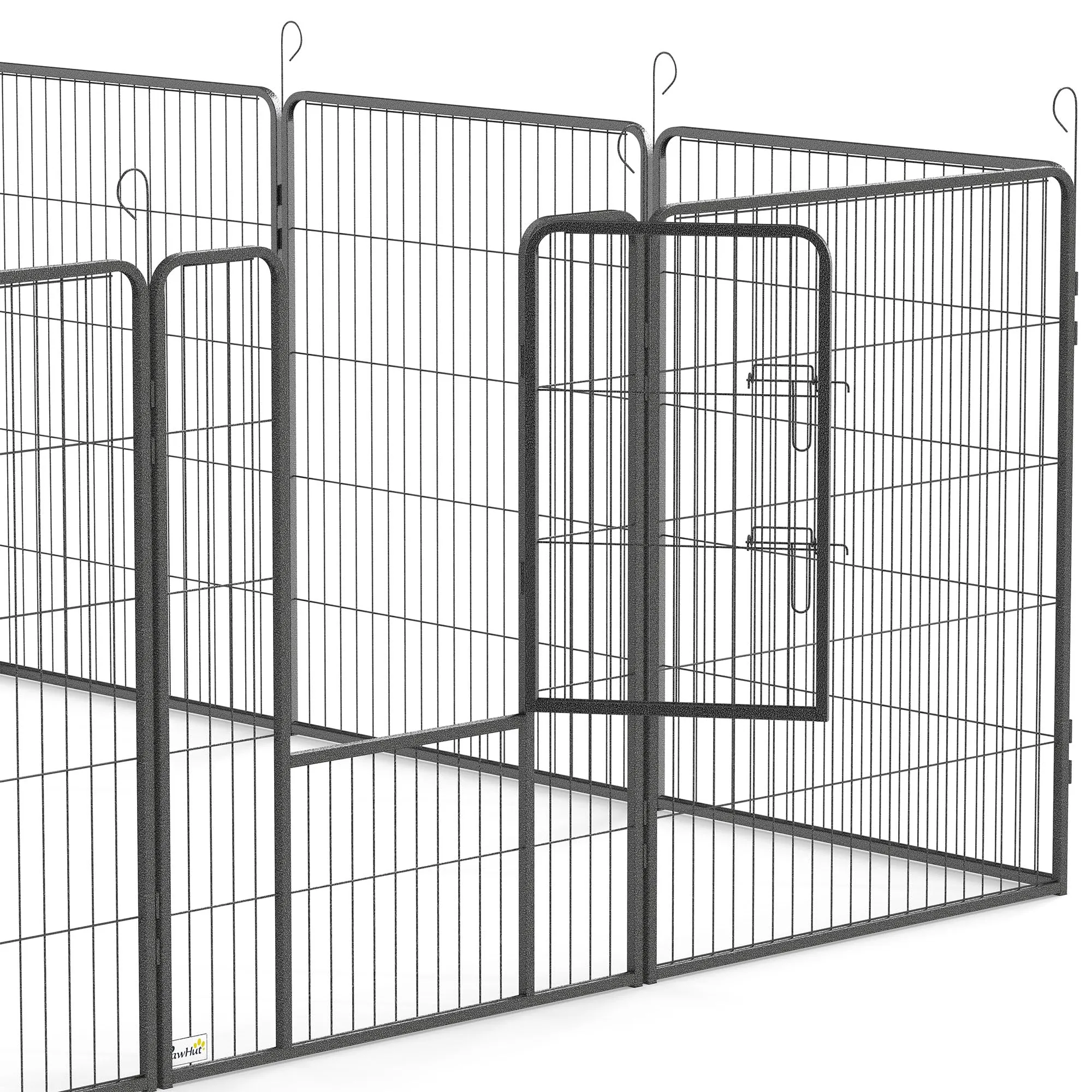 PawHut Recinto per Cani di Grande Taglia, 12 Pannelli, 80x100 cm, Grigio - immagine 9