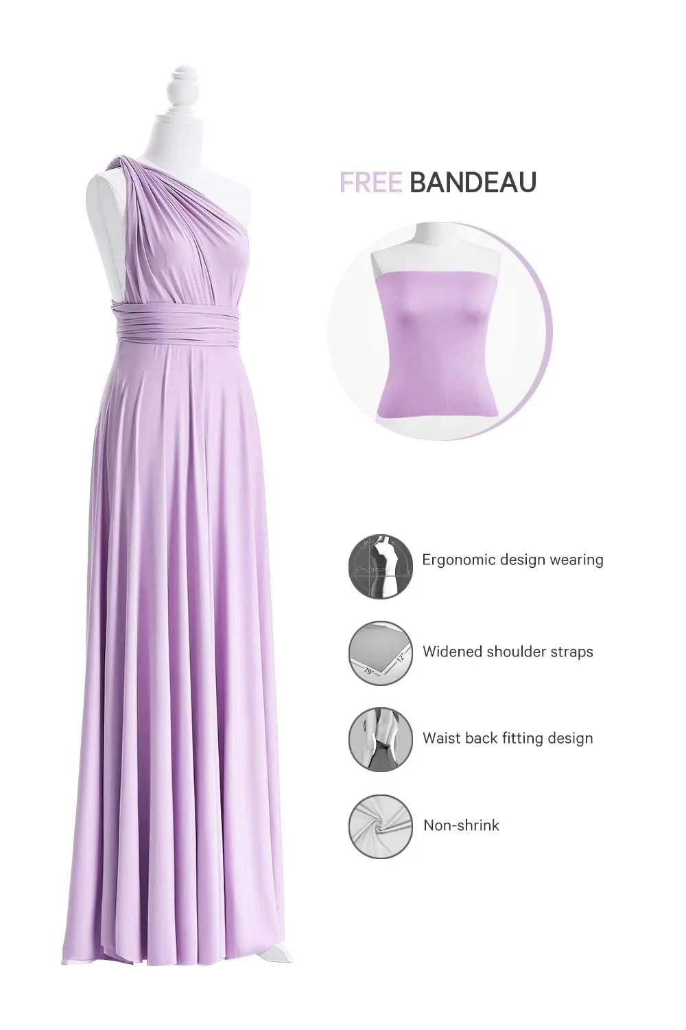 72styles Abito Cerimonia Donna Vestito Elegante Infinity Damigella d'Onore - immagine 3