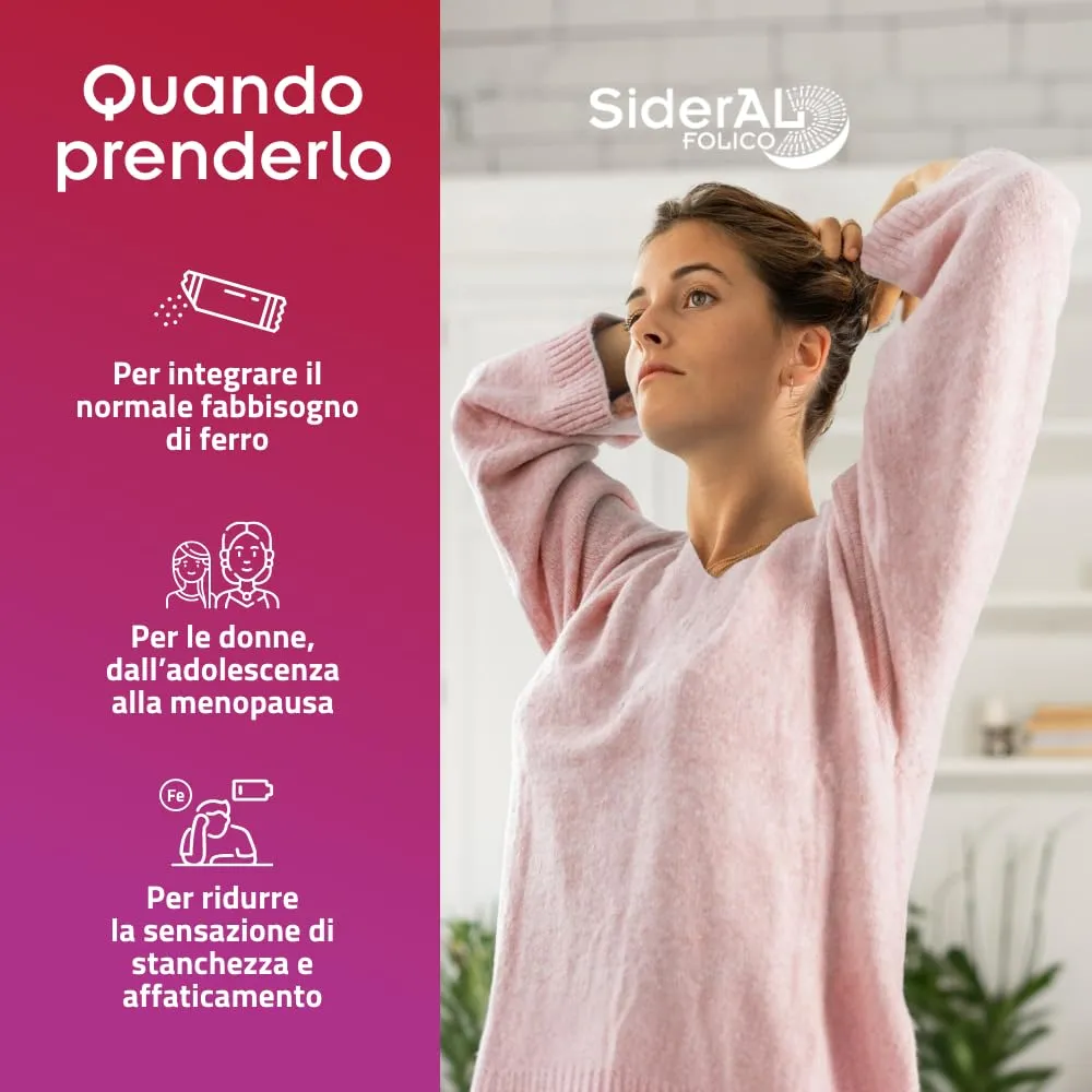 Pharmanutra SiderAL Folico, Ferro Sucrosomiale, Quatrefolic, Vitamine D3 e B12 Sucrosomiali, 20 bustine orosolubili - immagine 3