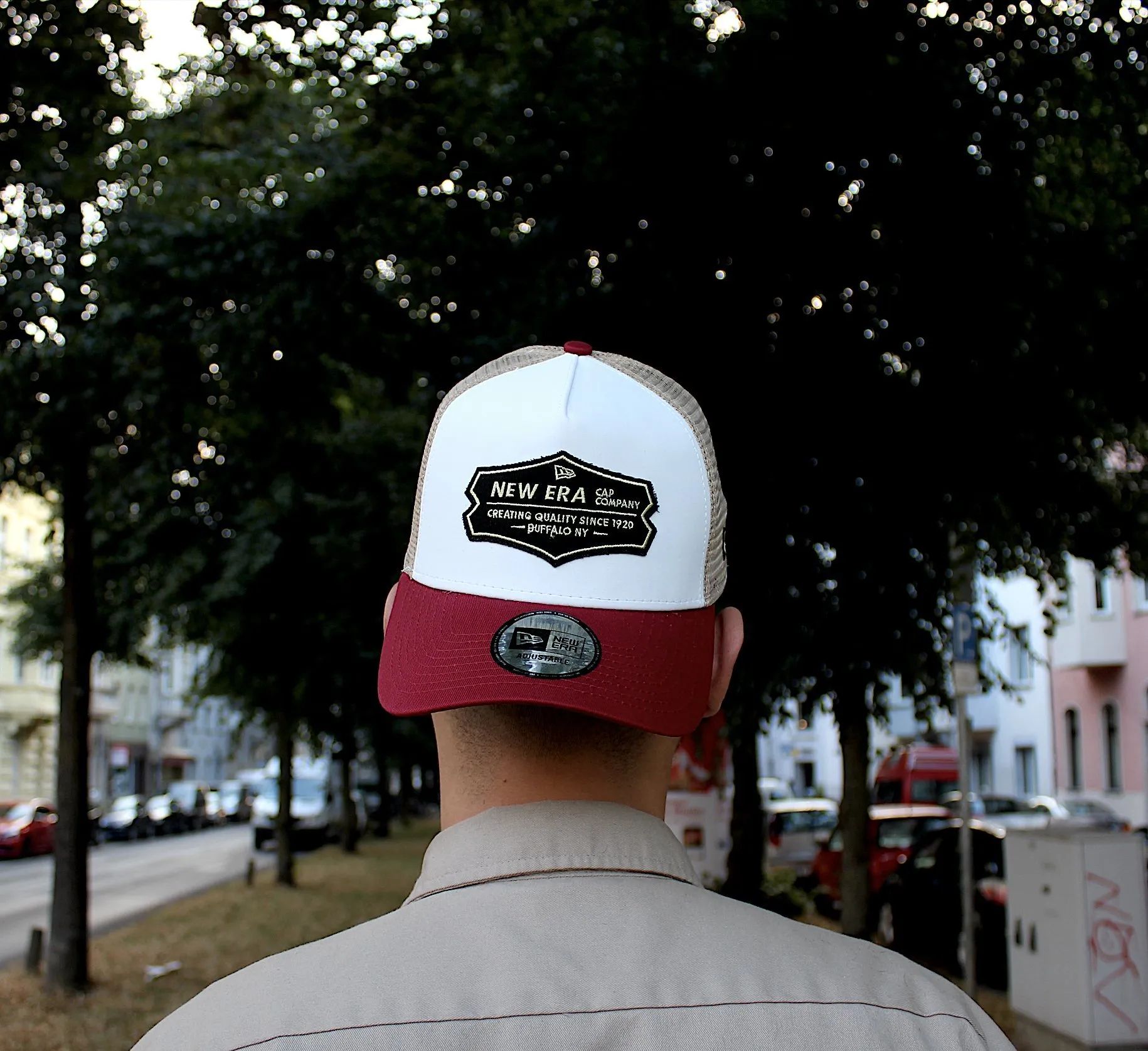 New Era A Frame Trucker Cap Distressed Patch Red/White - One Size - immagine 4
