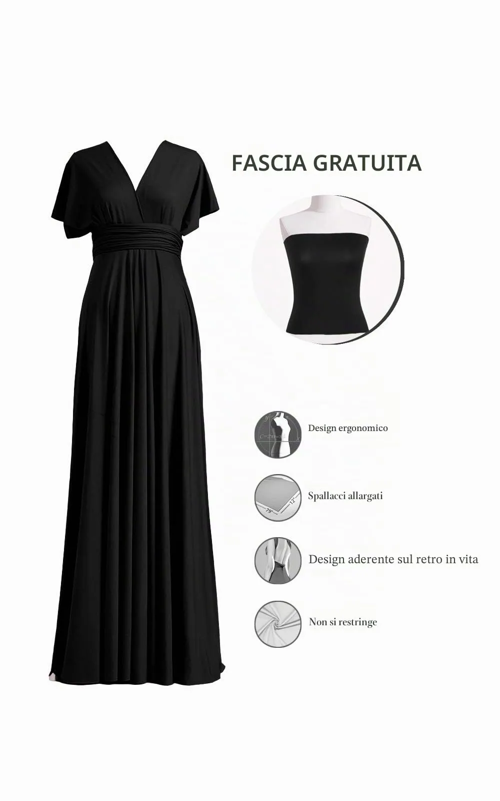 72styles Abito Cerimonia Donna Vestito Elegante Infinity Damigella d'Onore - immagine 3