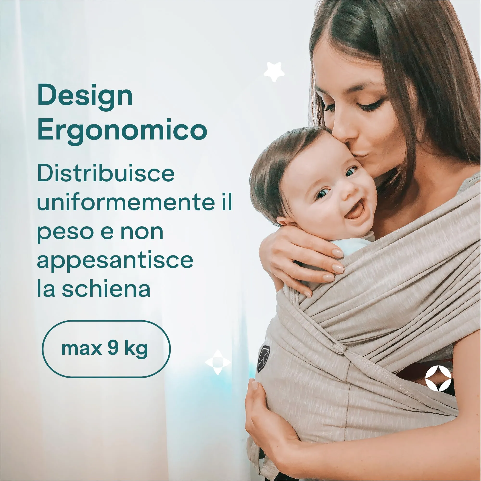 Koala Babycare Fascia Porta Bebe Neonato Regolabile Unisex, fino a 9kg - Antracite - immagine 7
