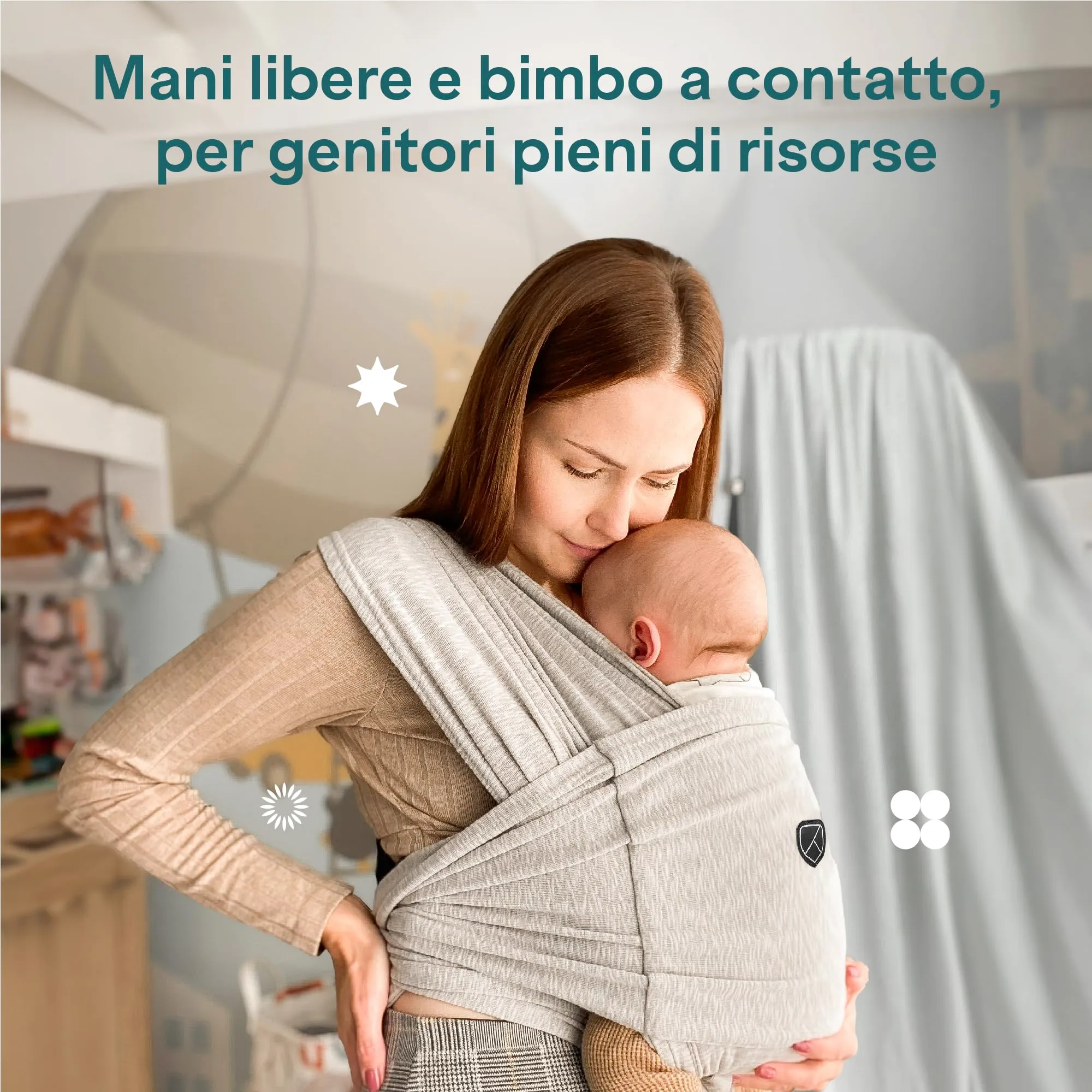 Koala Babycare Fascia Porta Bebe Neonato Regolabile Unisex, fino a 9kg - Antracite - immagine 8