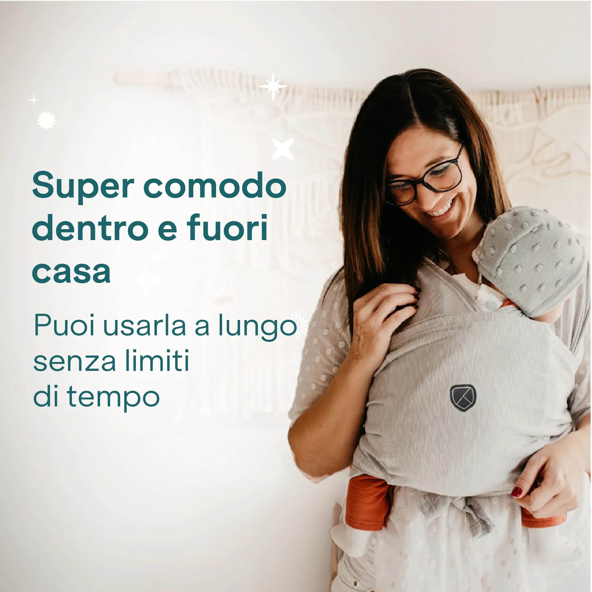Koala Babycare Fascia Porta Bebe Neonato Regolabile Unisex, fino a 9kg - Antracite - immagine 9