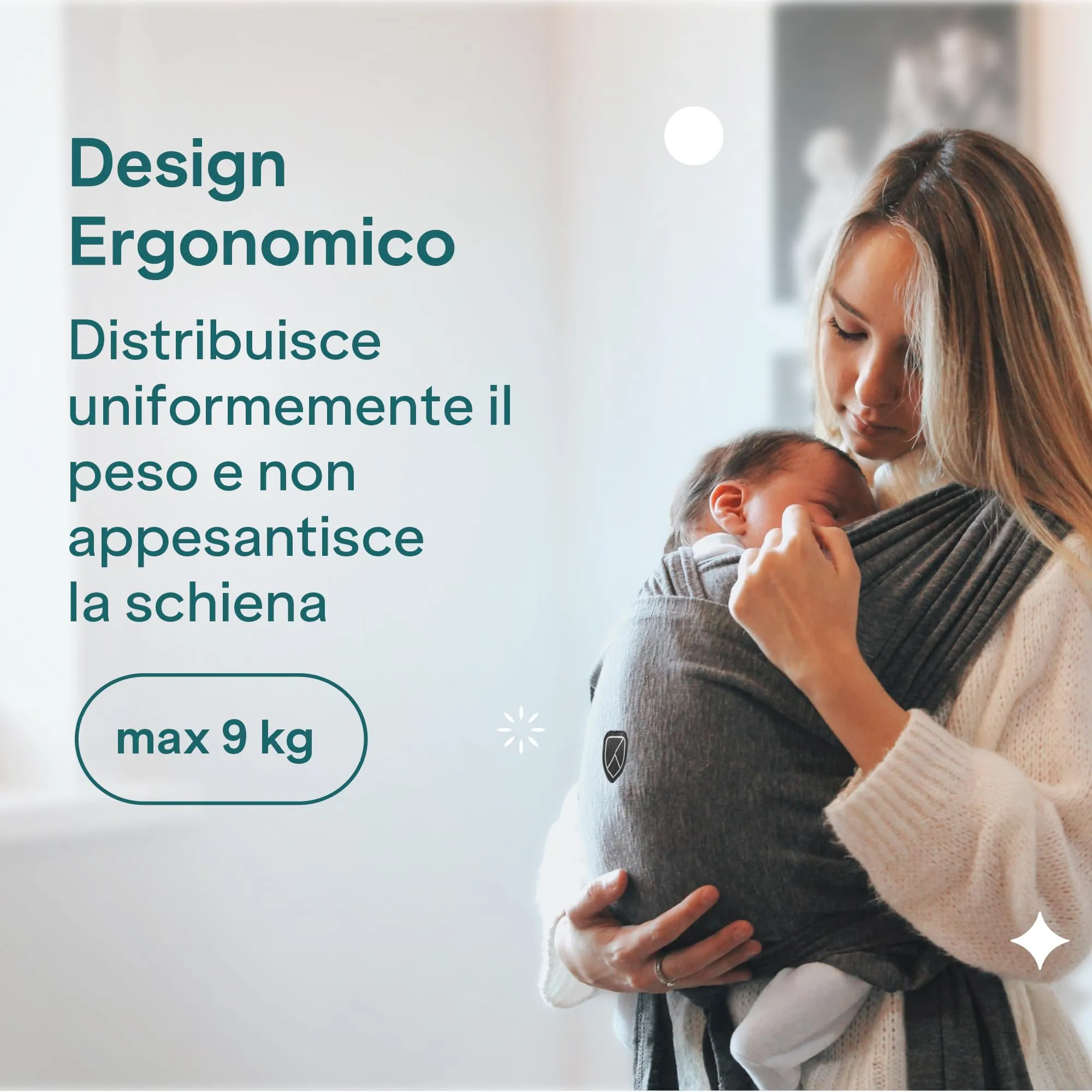 Koala Babycare Fascia Porta Bebe Neonato Regolabile Unisex, fino a 9kg, Antracite - immagine 7