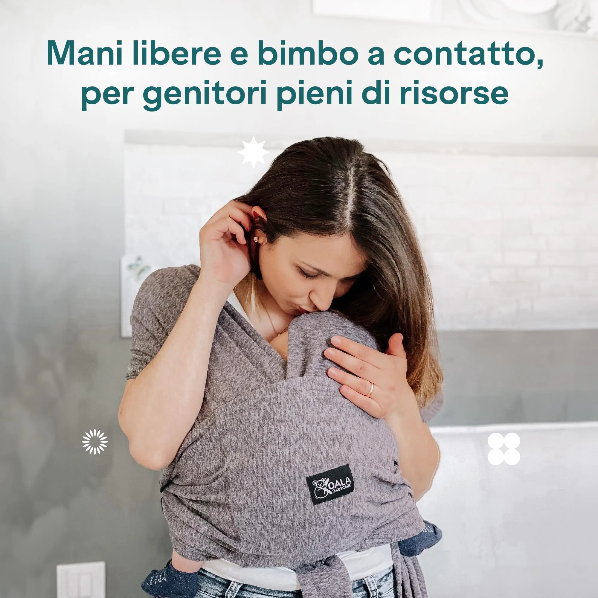 Koala Babycare Fascia Porta Bebe Neonato Regolabile Unisex, fino a 9kg, Antracite - immagine 8