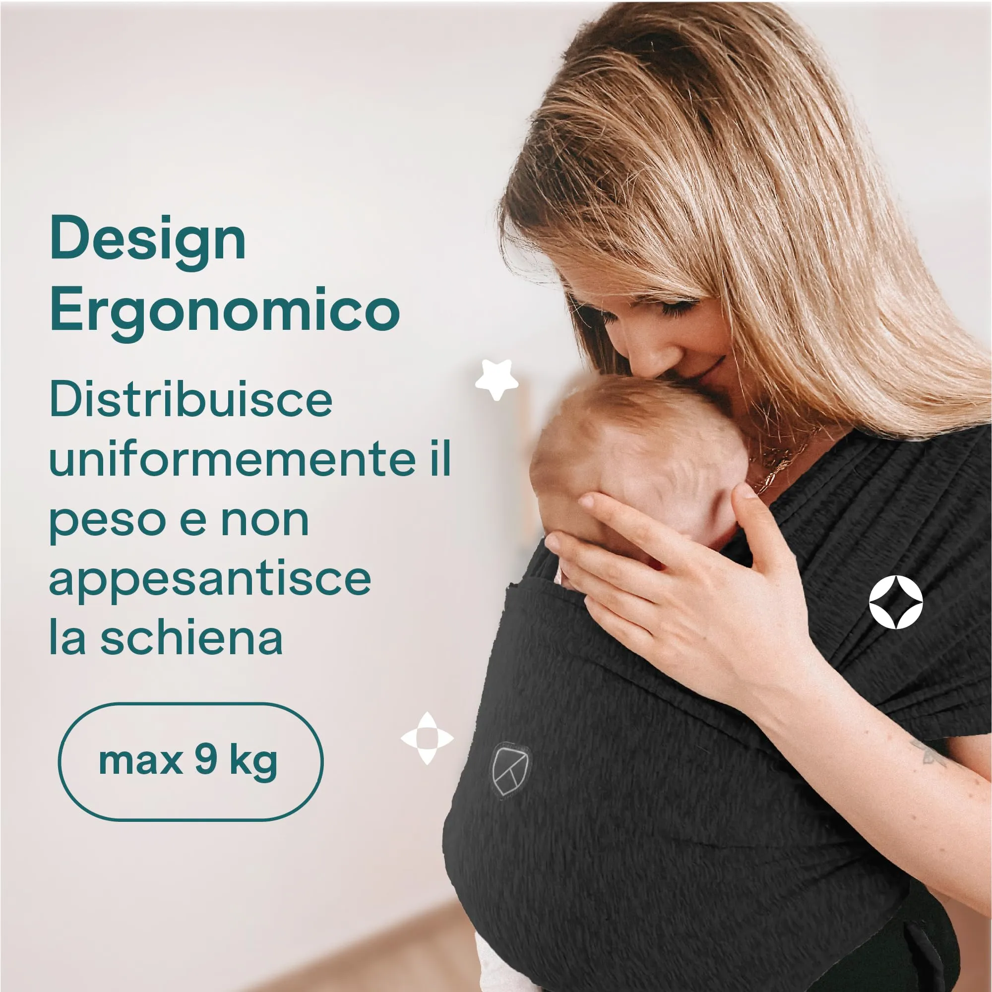 Koala Babycare Fascia Porta Bebe Neonato Regolabile Unisex, Fino a 9kg, Nera - immagine 7
