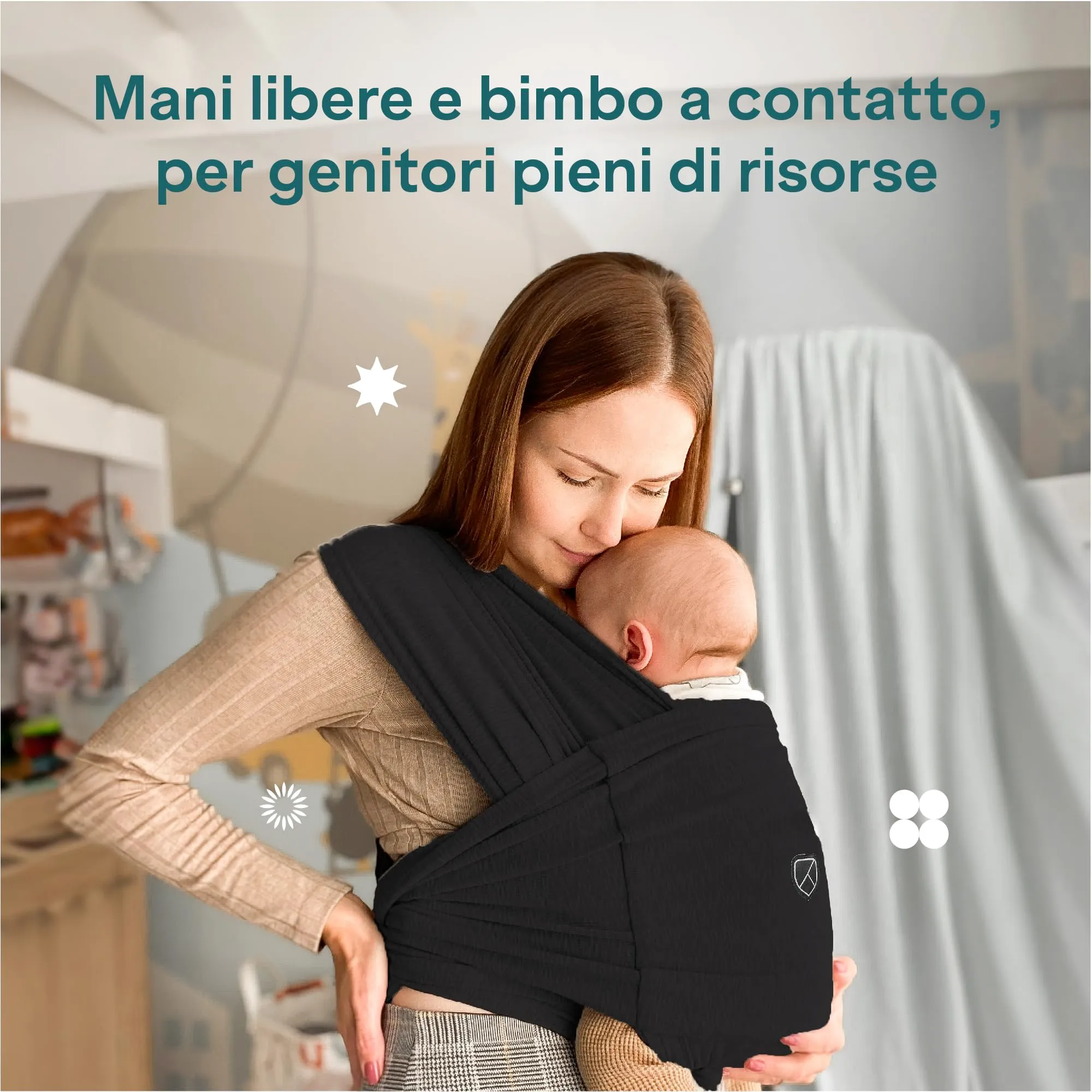Koala Babycare Fascia Porta Bebe Neonato Regolabile Unisex, Fino a 9kg, Nera - immagine 8