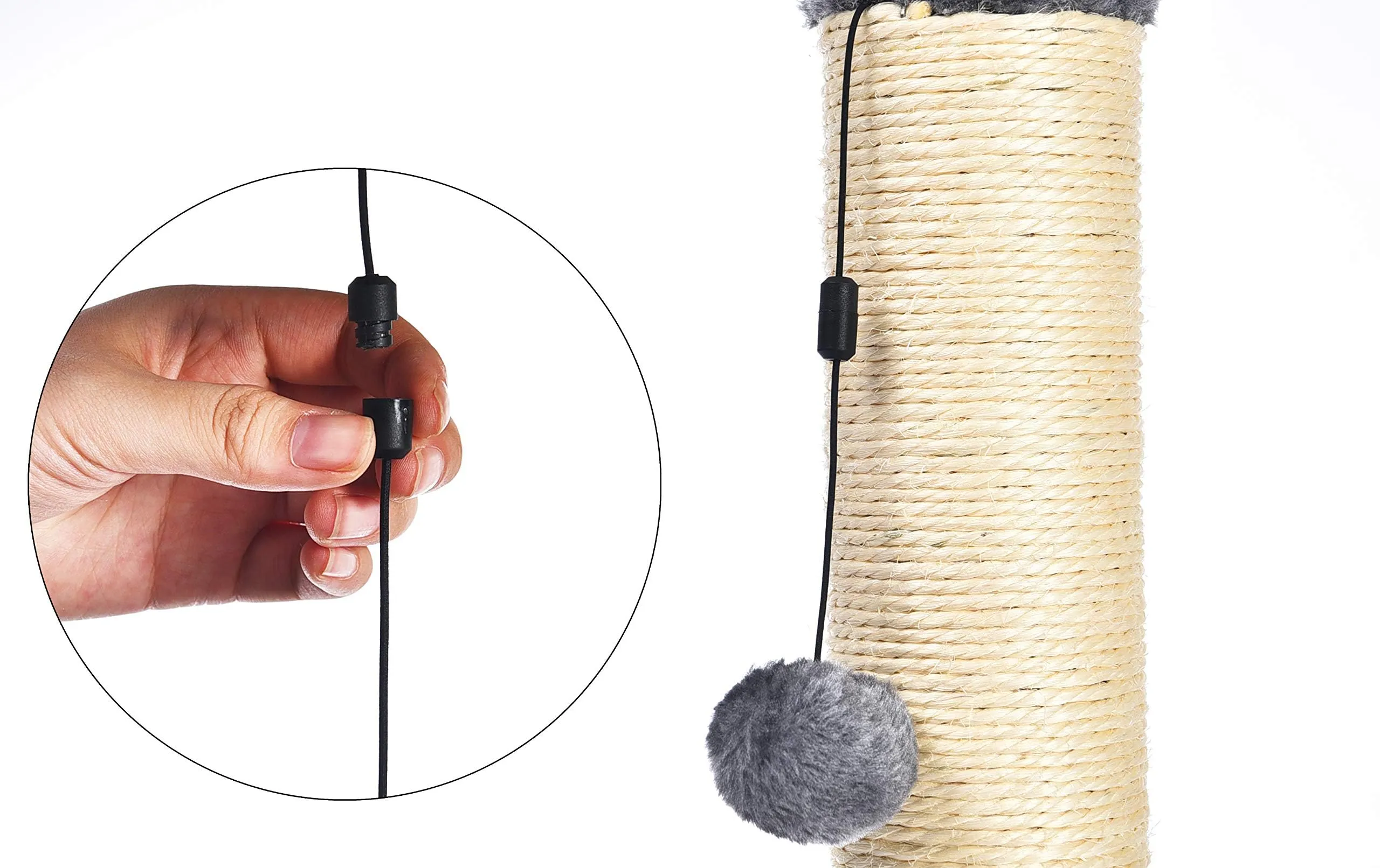 Amazon Basics Tiragraffi per Gatti da Interno con Giocattolo Pendente, 80 cm, Grigio - immagine 3