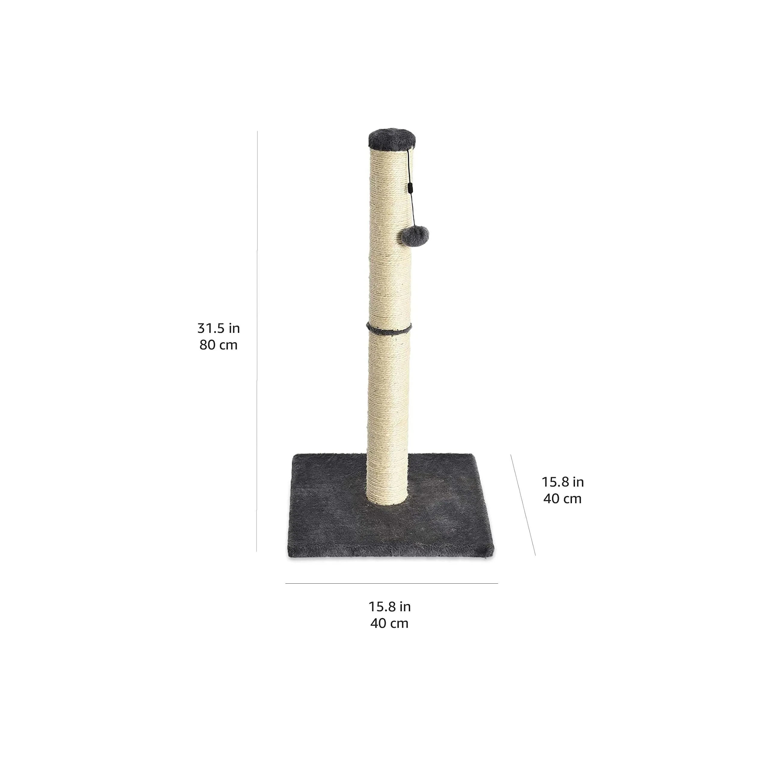 Amazon Basics Tiragraffi per Gatti da Interno con Giocattolo Pendente, 80 cm, Grigio - immagine 5