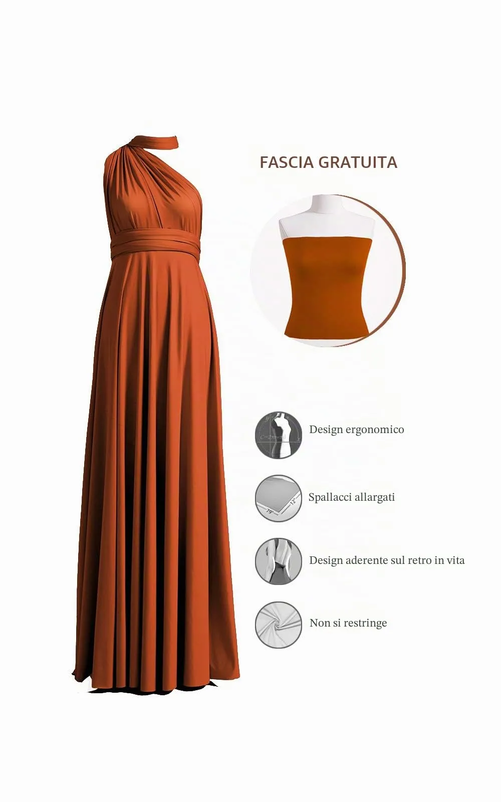 72styles Abito Cerimonia Donna Vestito Elegante Infinity Damigella d'Onore - immagine 3